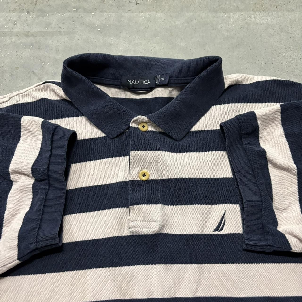 Japanese Brand × Vintage Crazy Vintage Y2K/2000s Navy & Light Pink Striped Streetwear Polo Shirt! Size US XL / EU 56 / 4 - 4 Thumbnail