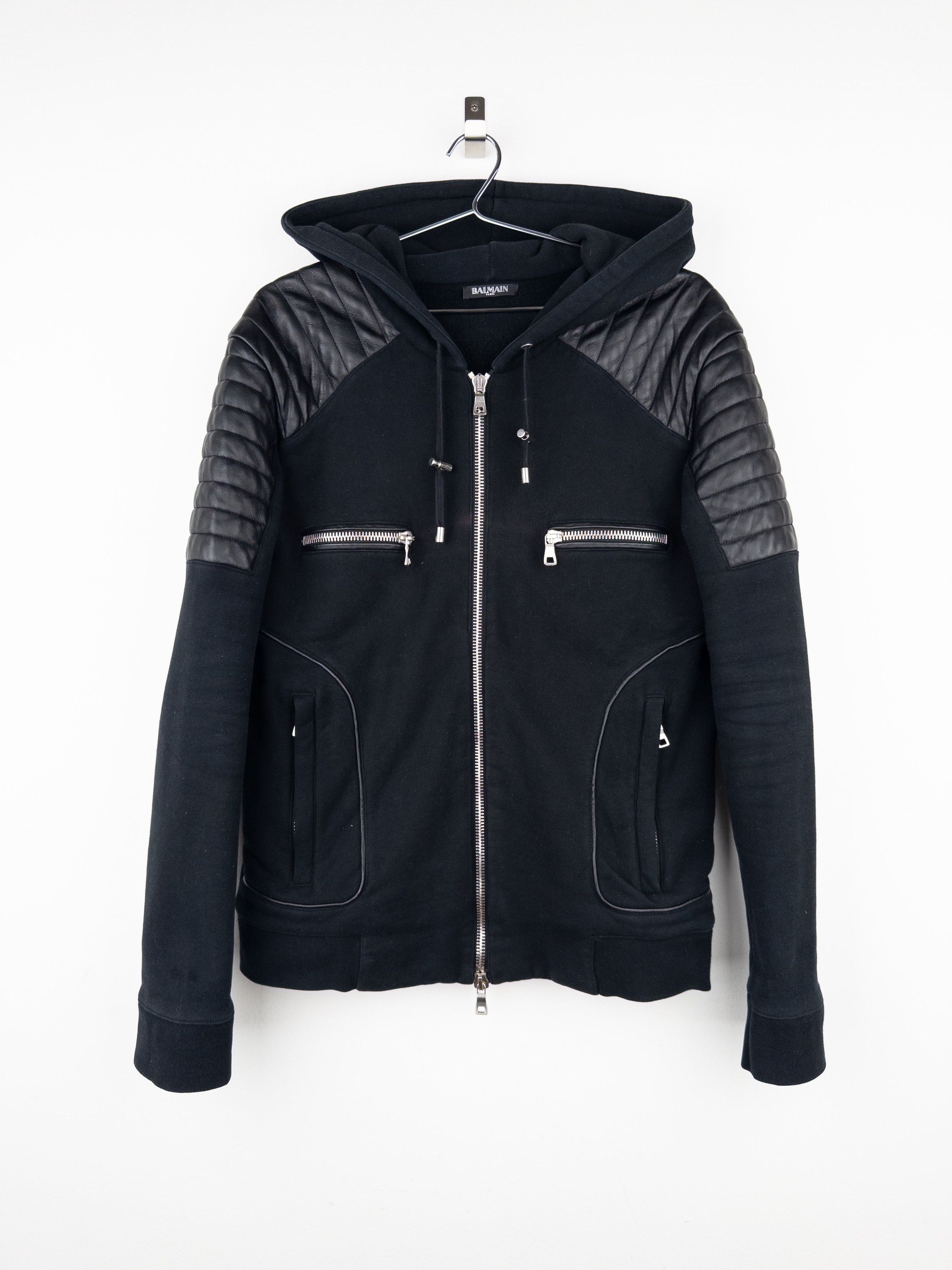 by Olivier Rousteing 2010s Leather Biker Zip-Hoodie