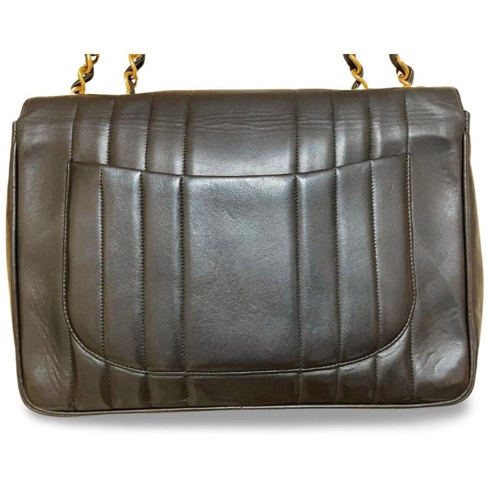 Chanel Vintage CHANEL black lambskin 2.55 classic jumbo bag Size ONE SIZE - 3 Thumbnail