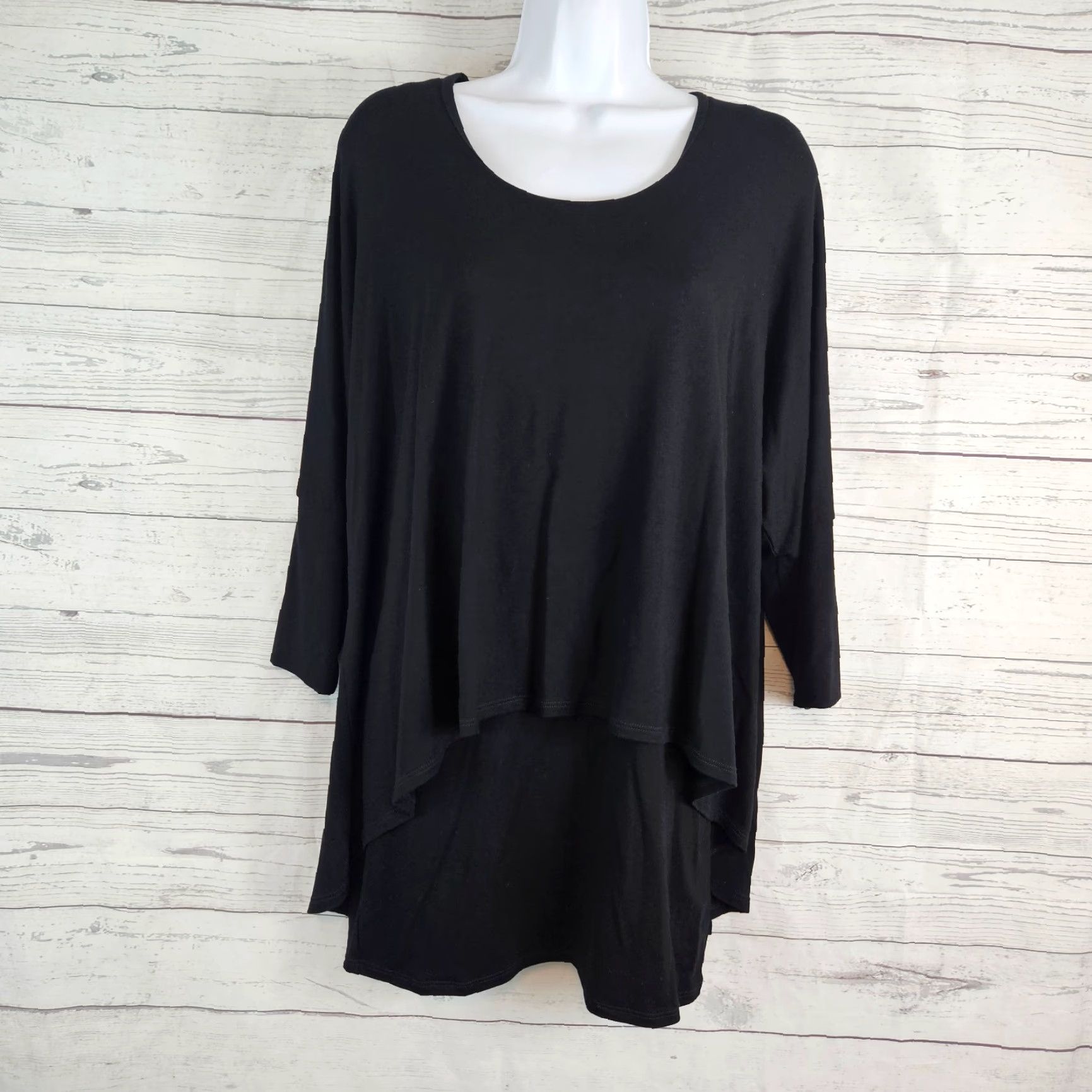 Vintage Testimony Los Angeles Blouse Shirt Women L Black 3/4 Sleeve Solid Top Vintage No Sz Large Mens Womens Girls? Size L / US 10 / IT 46 - 2 Thumbnail