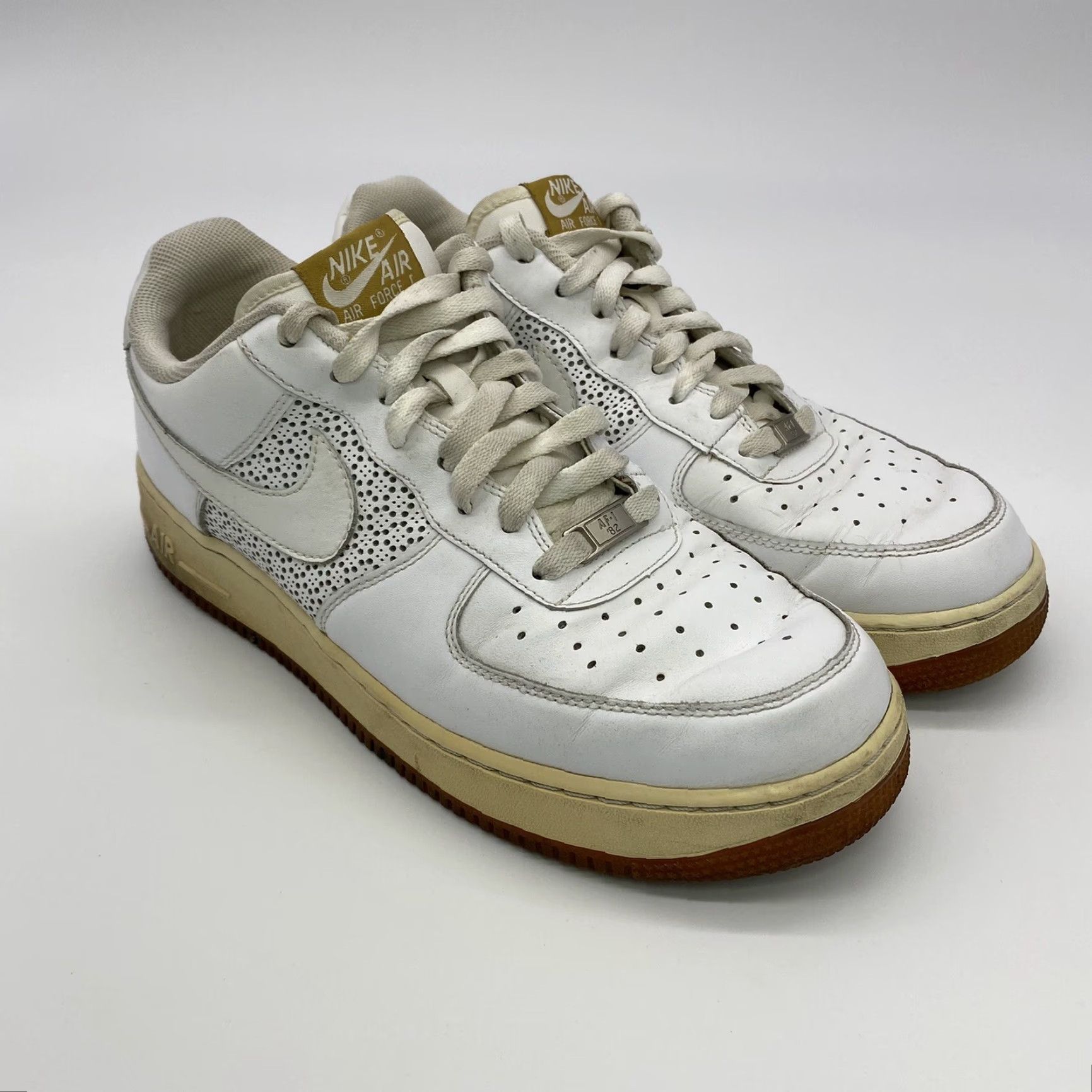 Nike VINTAGE Nike Air Force 1 '07 MENS Sneaker Low Top White Gum Distressed 315122-992 Size 11 Size US 10 / EU 43 - 2 Thumbnail