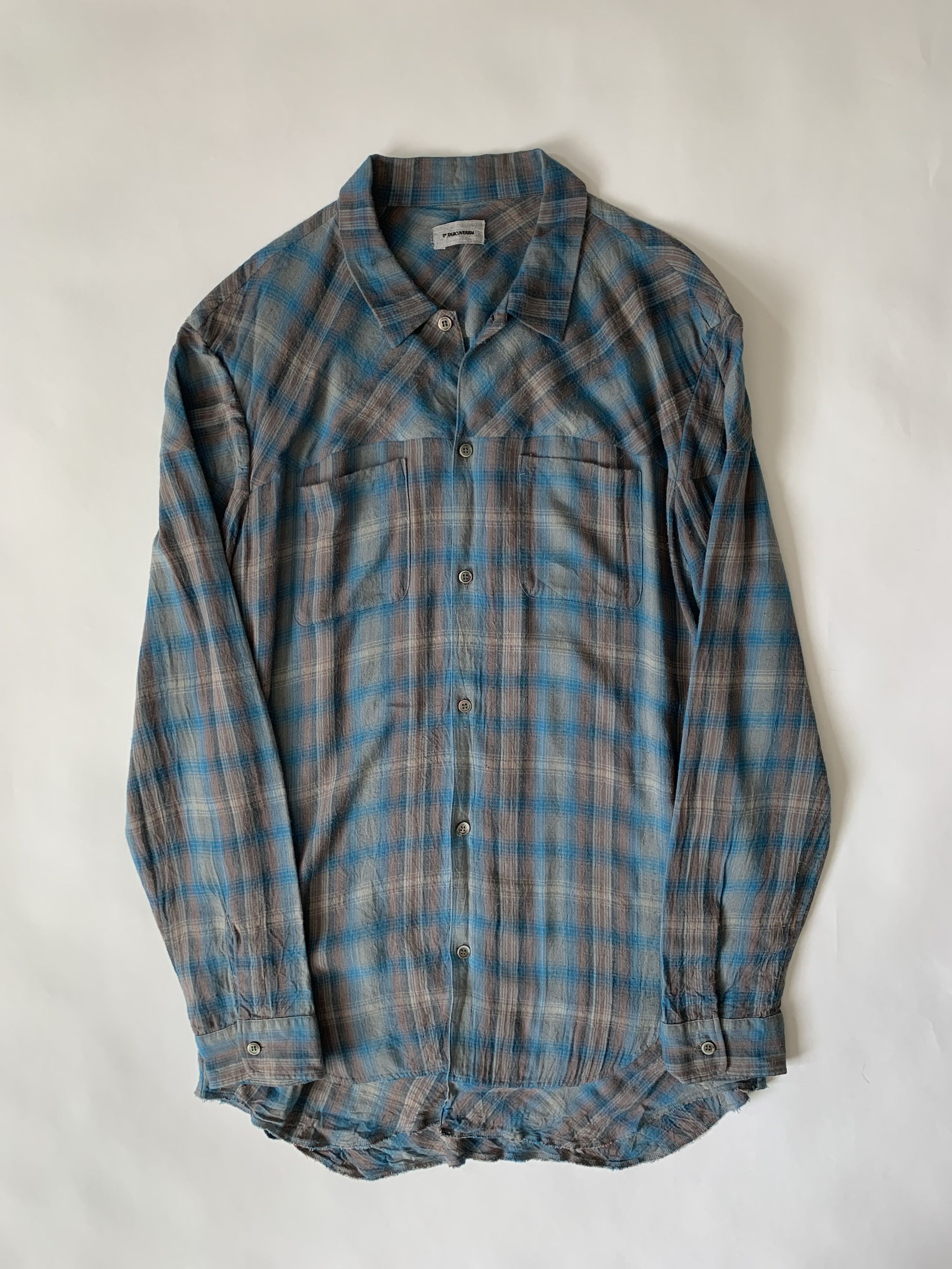 image of Undercover Ss12 Open Strings Blue Long Flannel, Men's (Size XL)