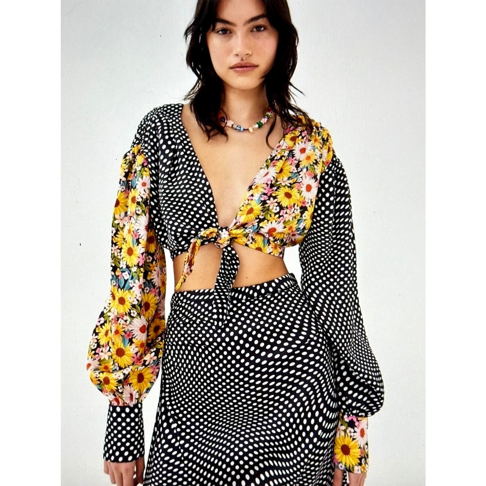 For Love & Lemons For Love & Lemons Daisy Polka Dot Tie Anya Crop Top S Size S / US 4 / IT 40 - 2 Thumbnail