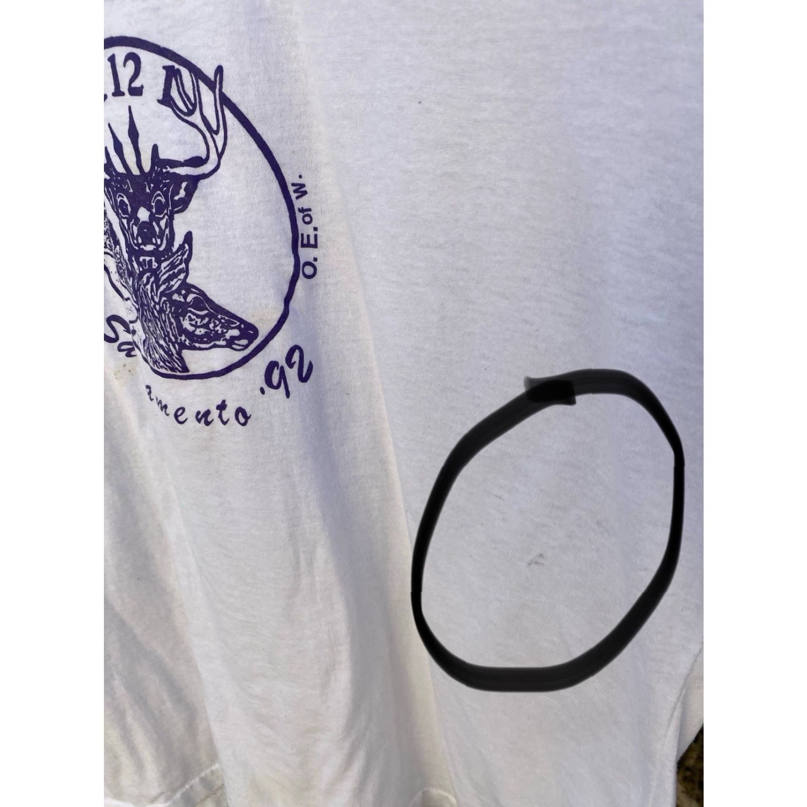 Vintage VINTAGE Bomark Sacramento '92 I.B.P.O.E. of W Elk Graphic T Shirt 3XL White Mens 1990s 90s Vintage Animals Nature Elk graphic print Size US XXL / EU 58 / 5 - 7 Thumbnail