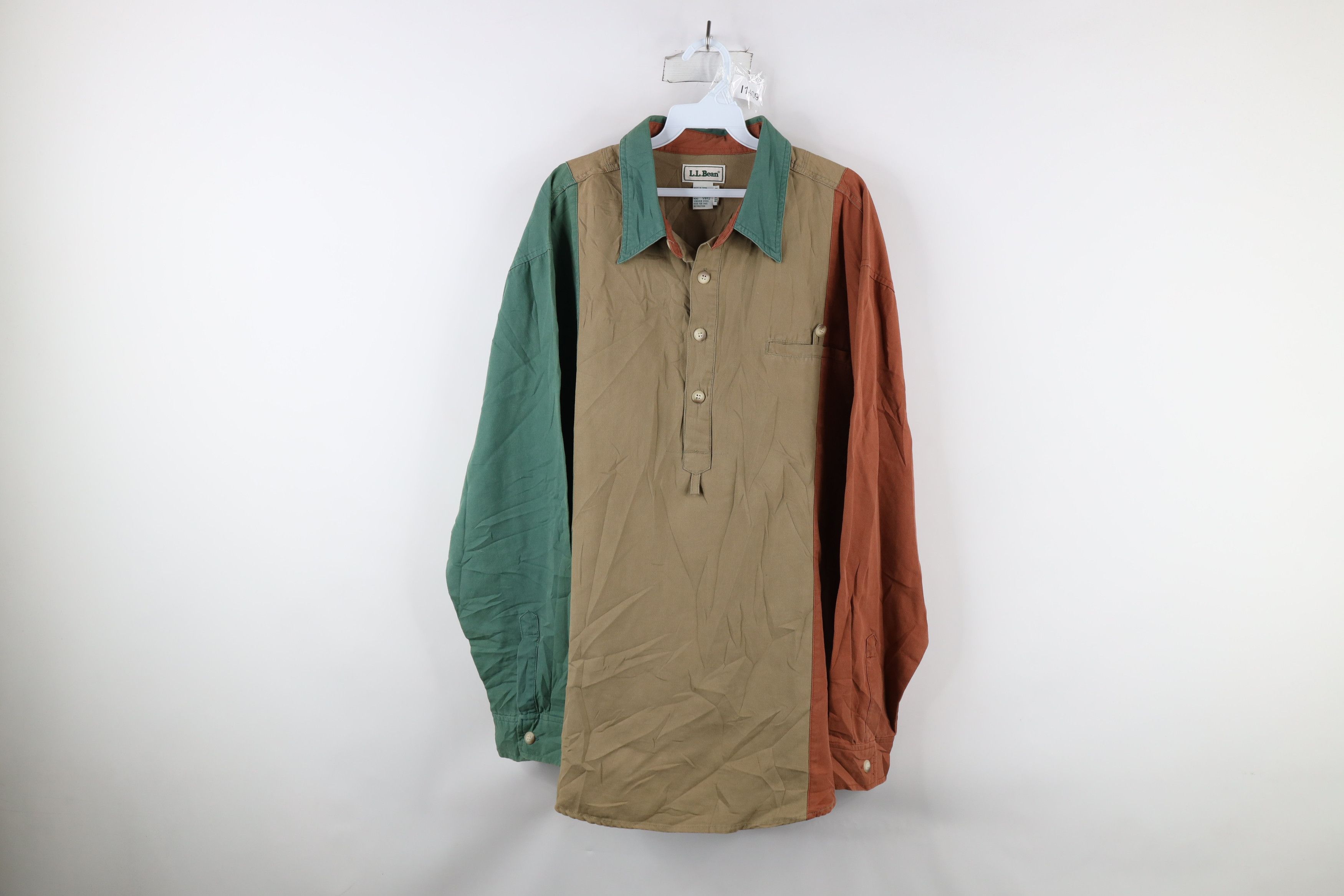 L.L. Bean × Vintage Vintage 90s LL Bean Block Collared Button Down Polo Shirt Size US L / EU 52-54 / 3 - 1 Thumbnail