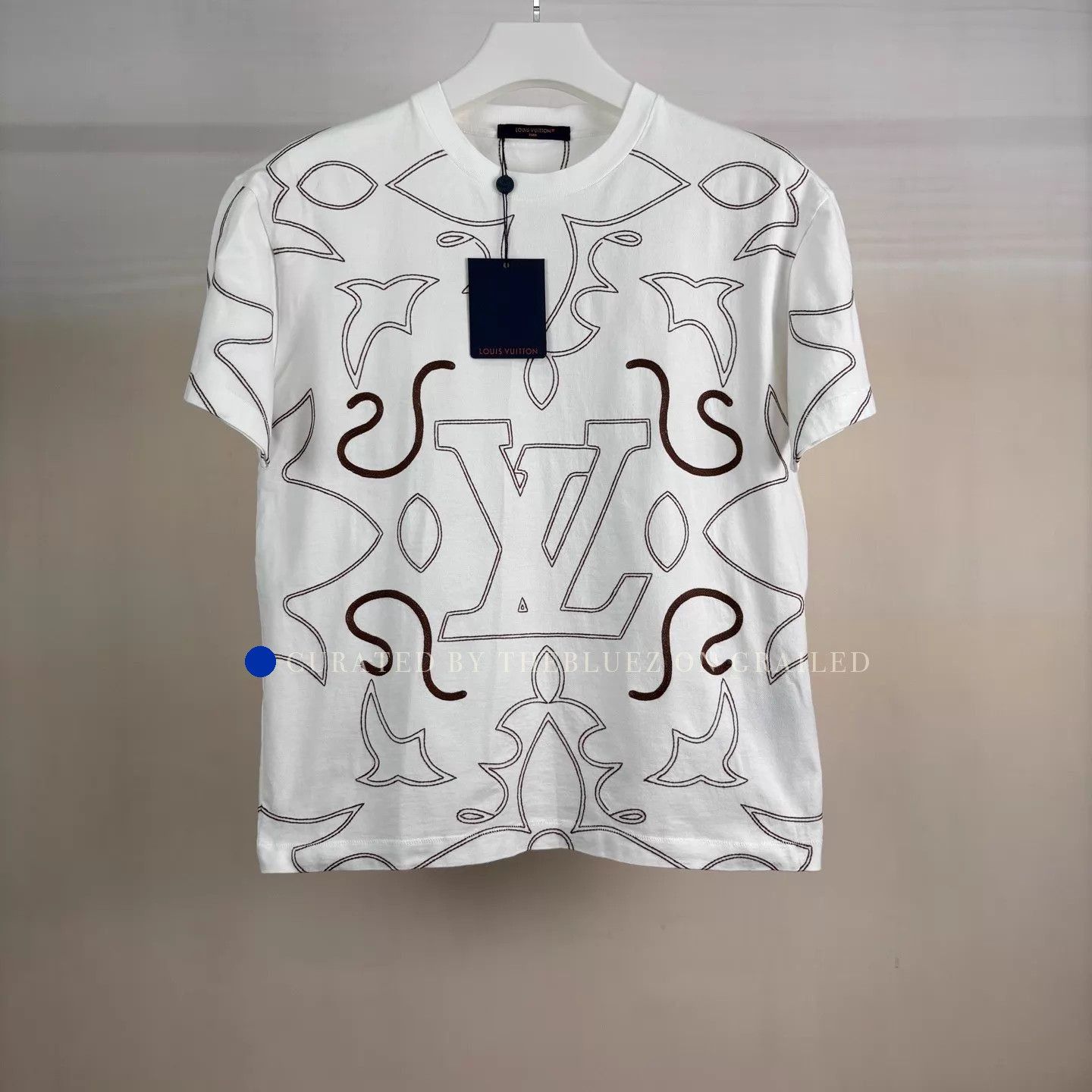 Louis Vuitton Allover Line Logo Short Sleeve Tee - White Size US M / EU 48-50 / 2 - 1 Thumbnail