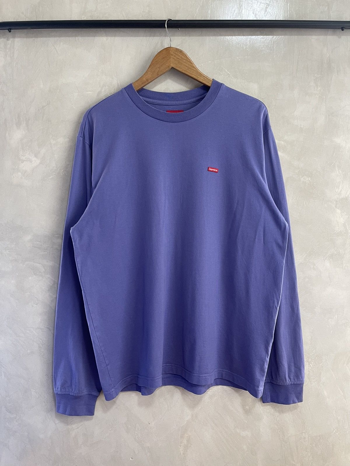 Size S - Supreme Small Box Logo Long Sleeve Shirt (SS22)(Lavender)