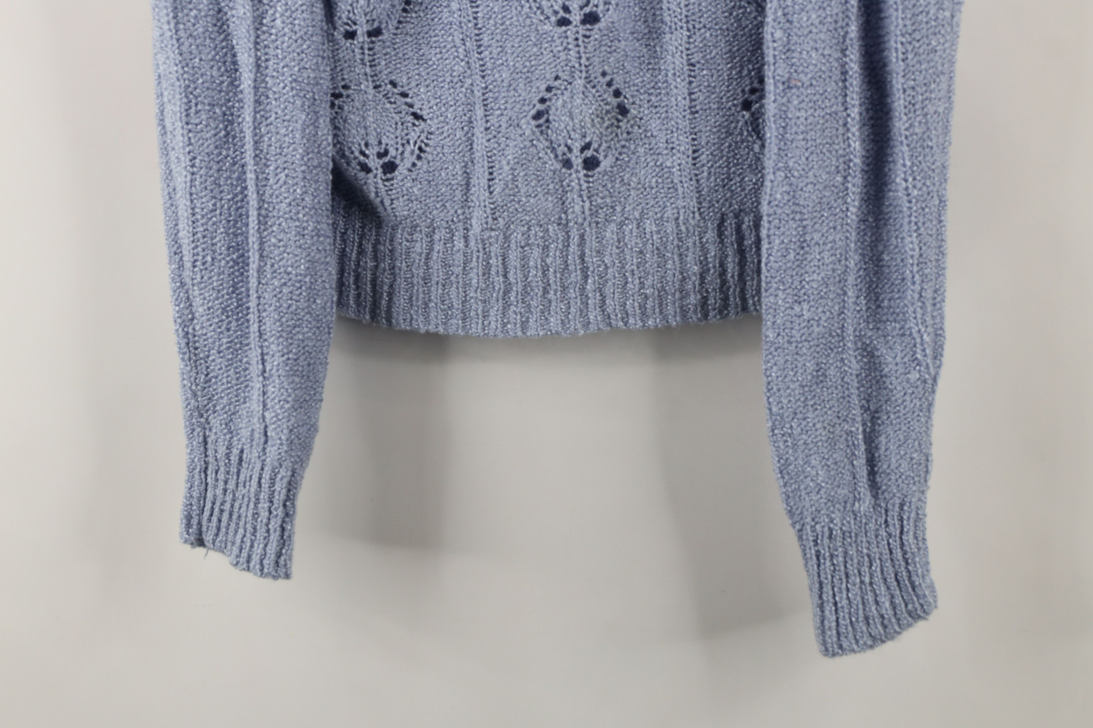 Vintage Vintage 90s Streetwear Distressed Knit V-Neck Sweater Blue Size L / US 10 / IT 46 - 3 Thumbnail