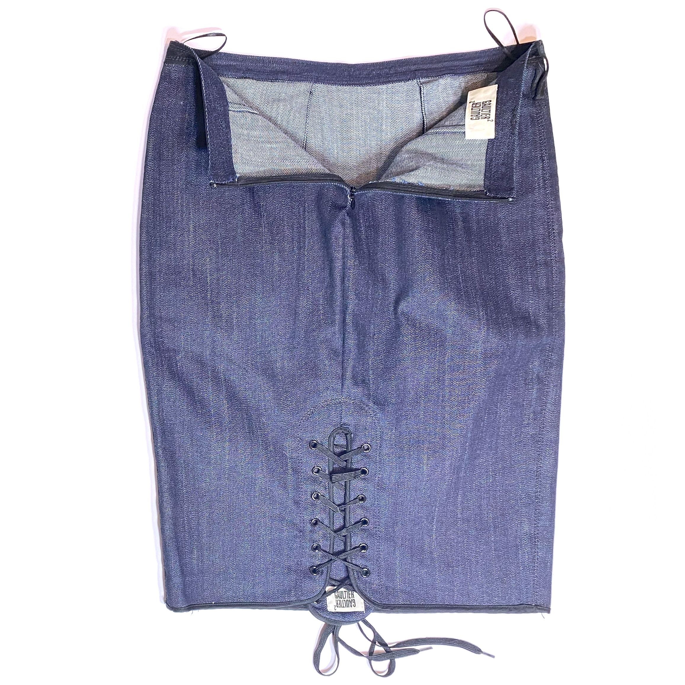 Jean Paul Gaultier GAULTIER2 Jean Paul Gaultier Lace-up Jeans Denim Skirt Size 28" / US 6 / IT 42 - 3 Thumbnail