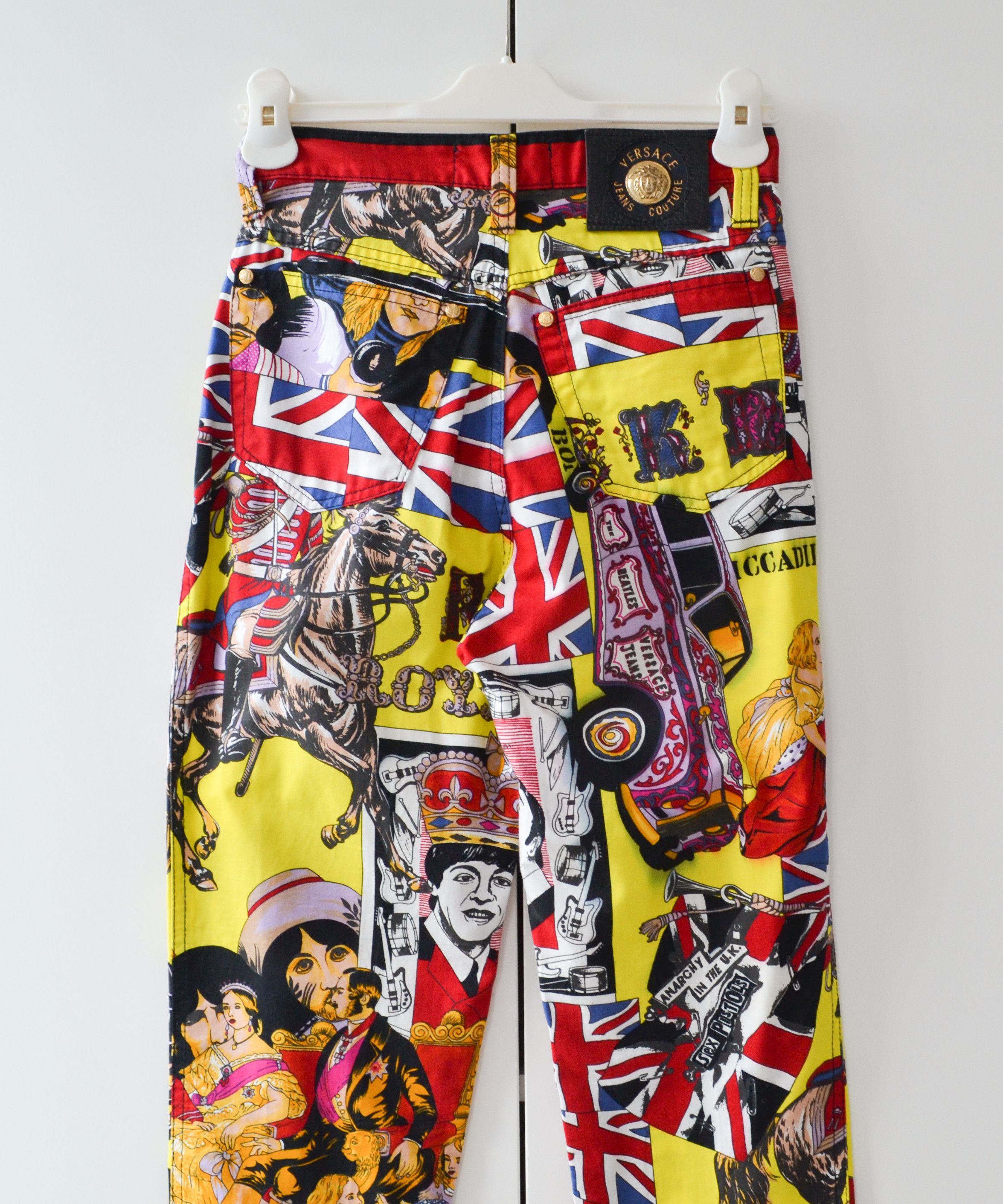 VERSACE Pants Printed Trousers Rock Beatles 90s Vintage