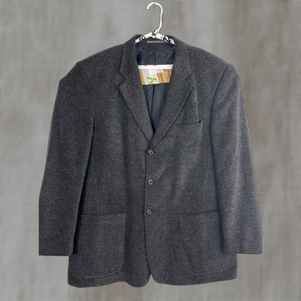 Marks & Spencer Marks & Spencer Men’s 46M Static Black Viscose Cotton Sport Coat Size US S / EU 44-46 / 1 - 1 Thumbnail