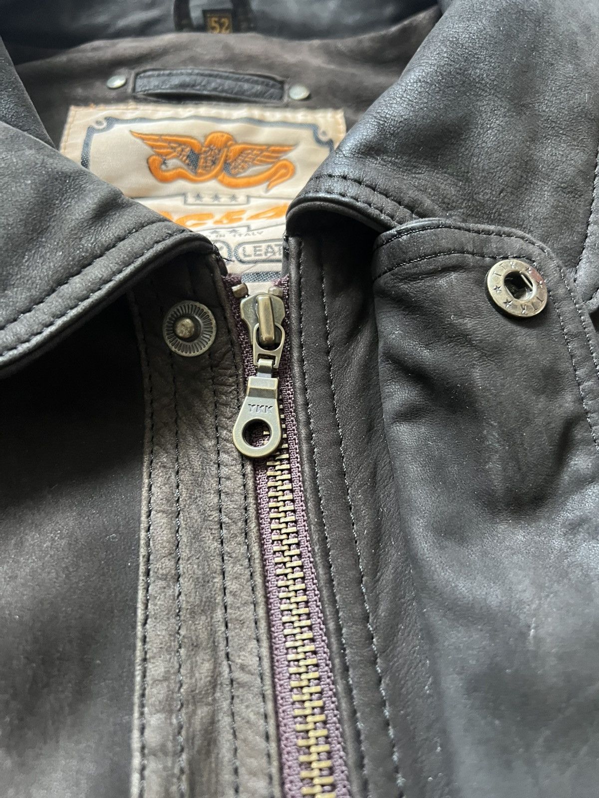 Leather Re-attachable Sleeves Brown vintage leather jacket Size US L / EU 52-54 / 3 - 5 Thumbnail