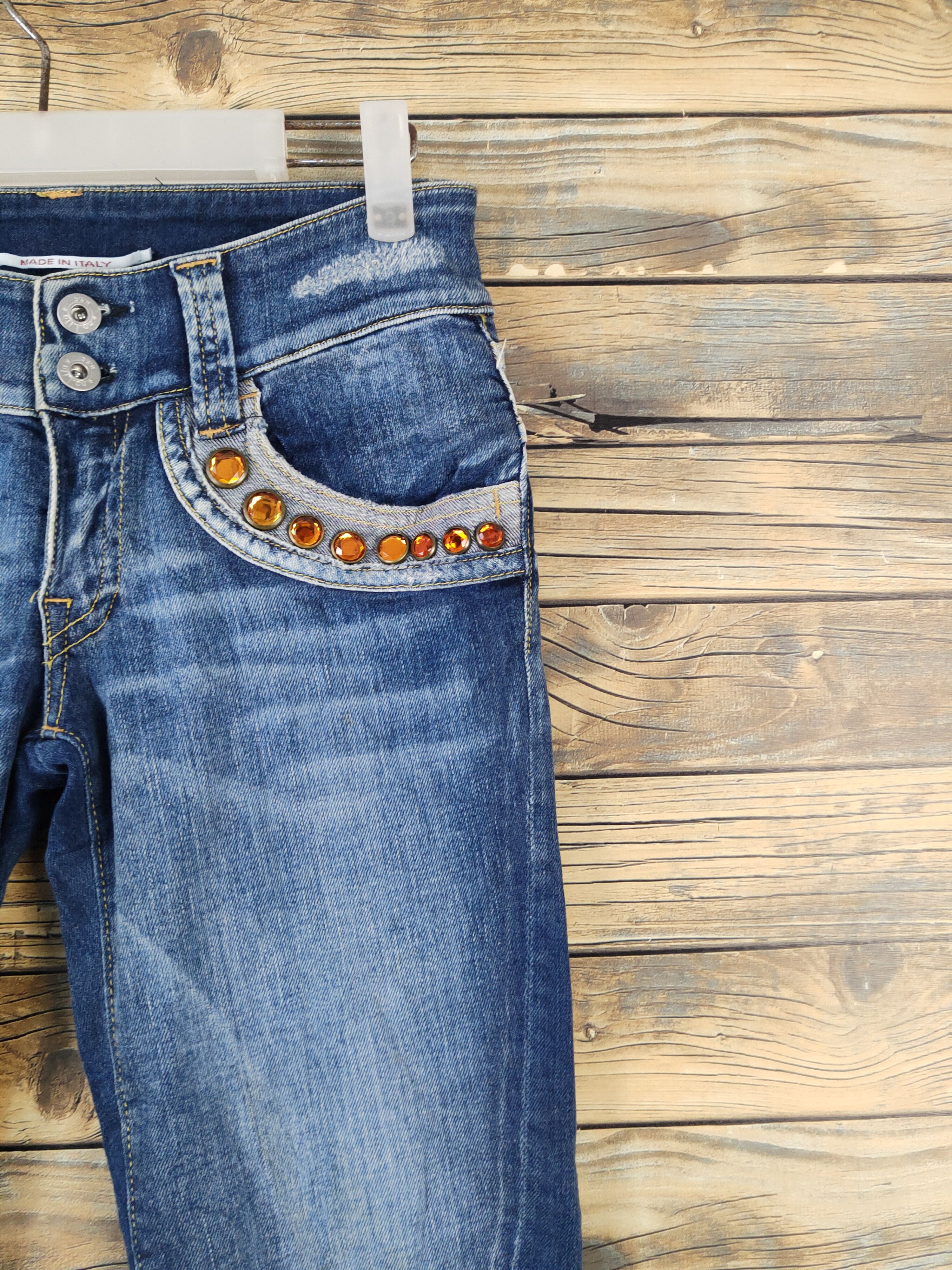 Vintage No Lita Italy Blue Distressed Ripped Jeans #W1949 Size 28" / US 6 / IT 42 - 5 Thumbnail