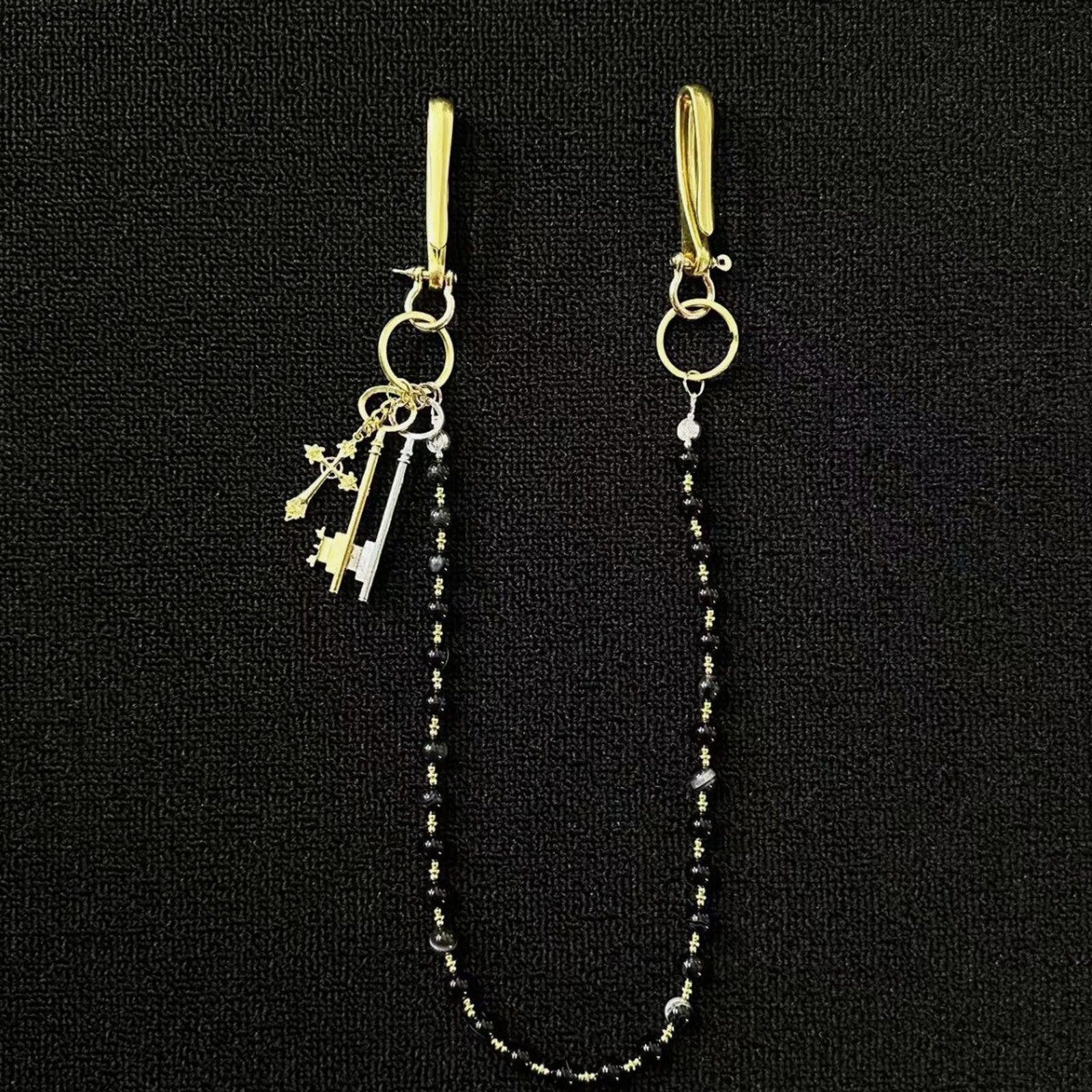 Jewelry Black Beaded Gold Keychain Chain for Men, Stylish Accessory Size ONE SIZE - 2 Thumbnail