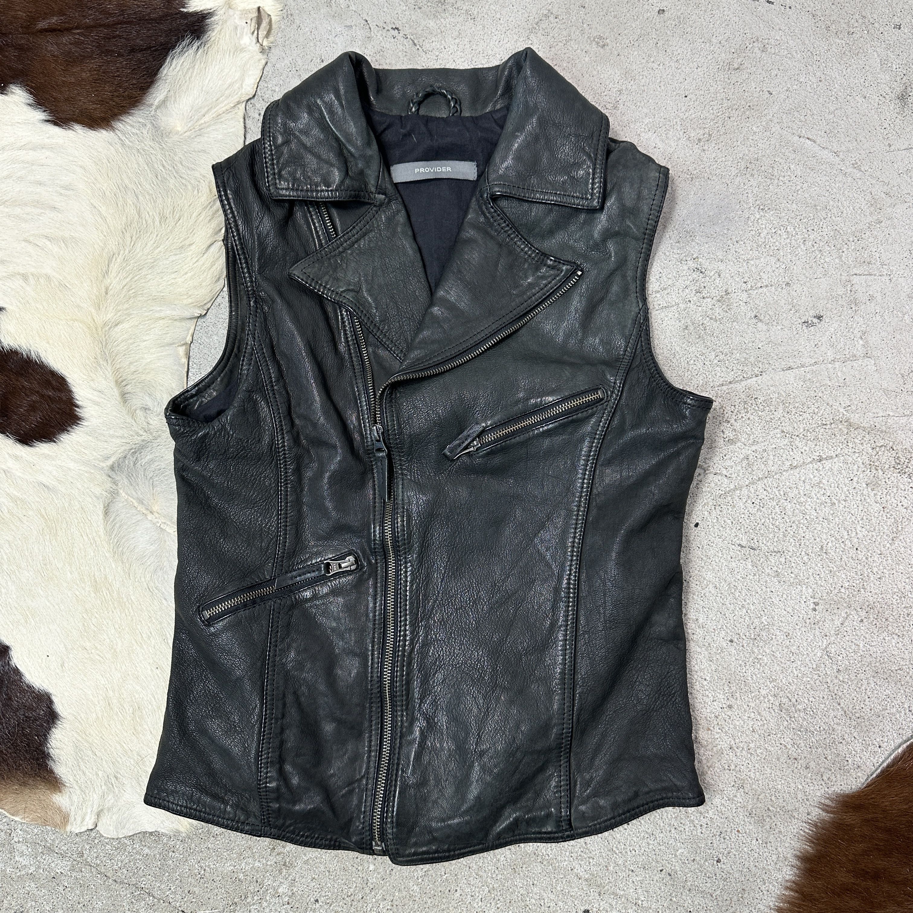 Vintage Vintage Avant Garde Leather Grunge Biker Vest Y2K Size M / US 6-8 / IT 42-44 - 2 Thumbnail