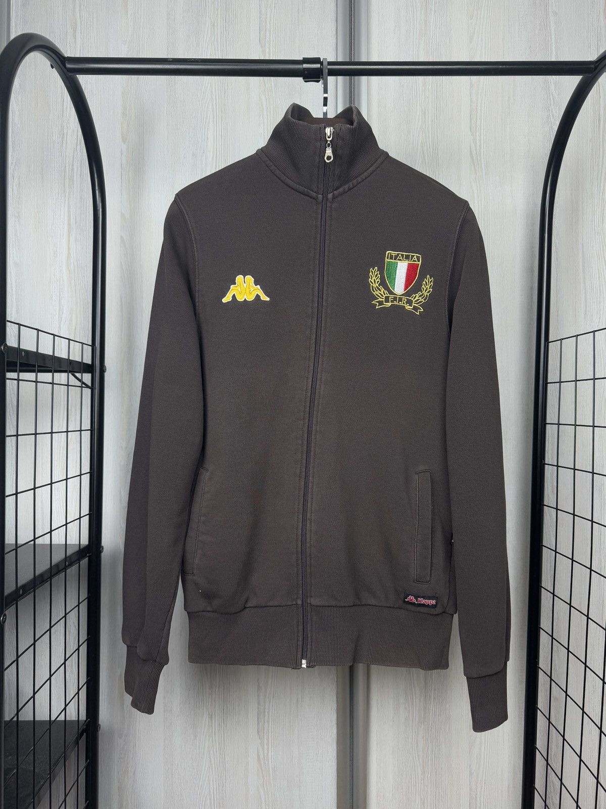 Kappa Kappa Brown vintage big logo full zip cotton pullover Size US L / EU 52-54 / 3 - 3 Thumbnail