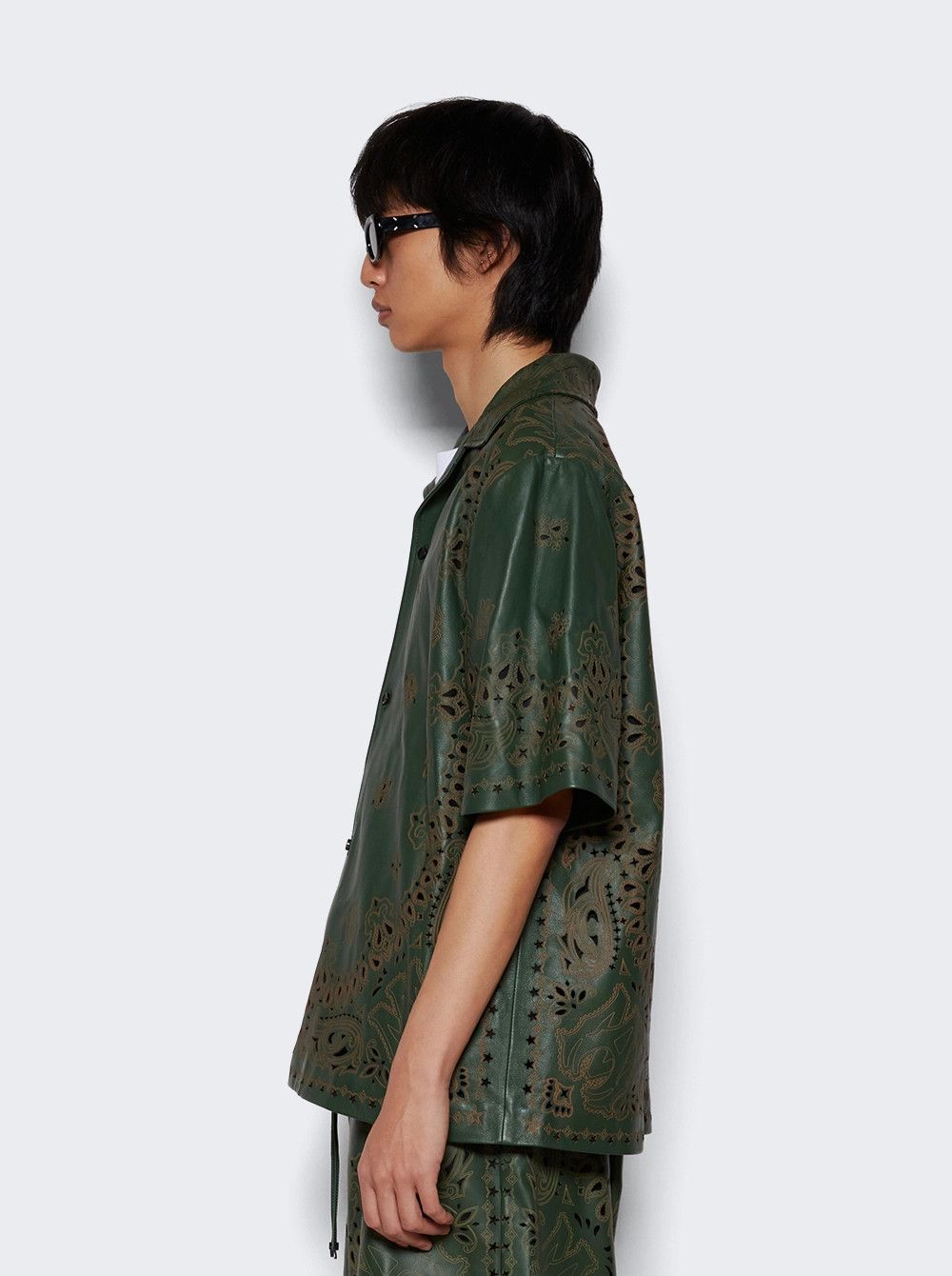 Amiri o1mle0426 Leather Bandana Short Sleeve Button Shirt Size US M / EU 48-50 / 2 - 4 Thumbnail