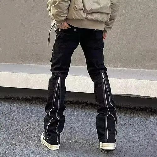 VIBE Zipper Black Flared Jeans Cargo Pants Size US 30 / EU 46 - 4 Thumbnail