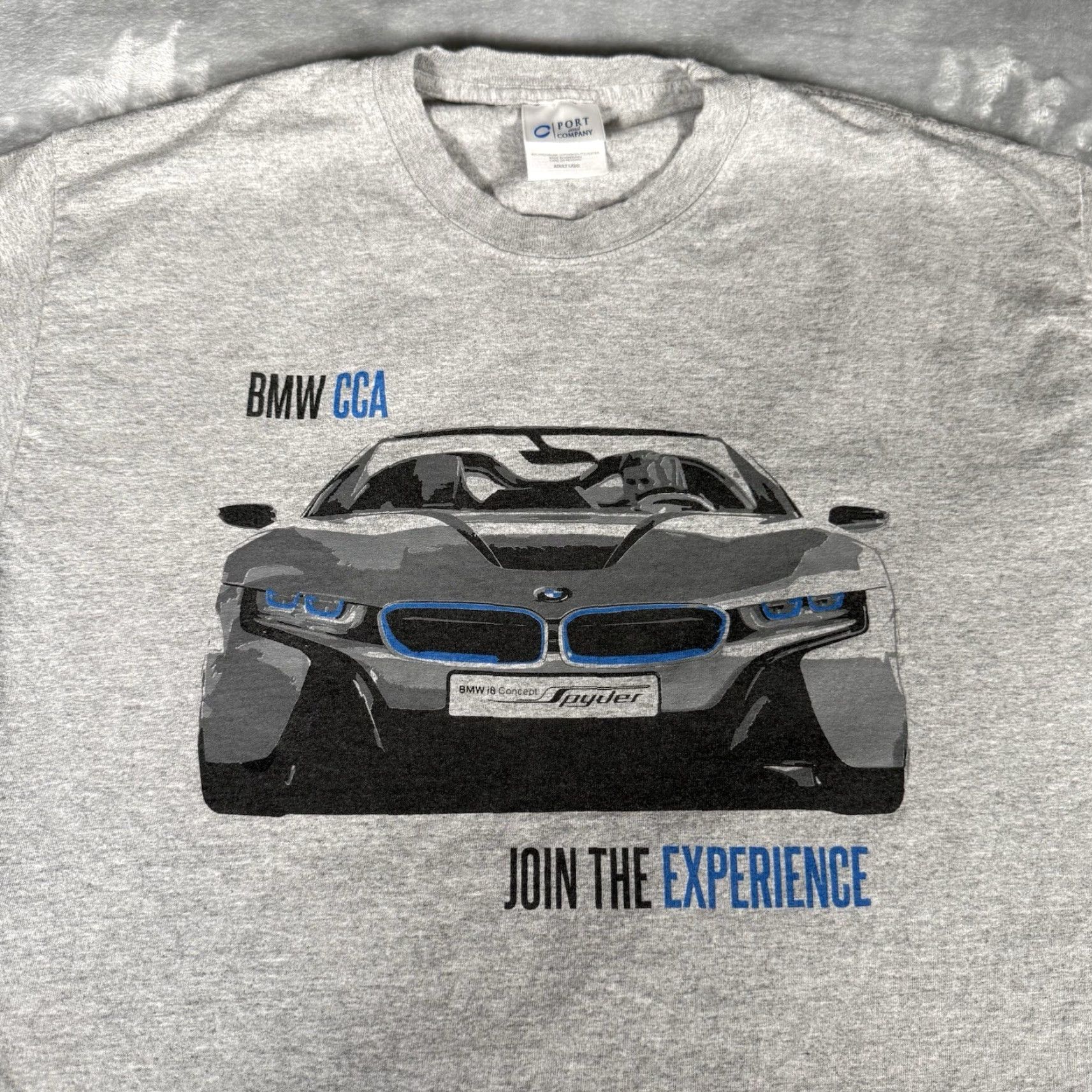 Port & Company BMW i8 Promo Crewneck T Shirt Mens Large Gray Cars Slim Fit Shirt Size US L / EU 52-54 / 3 - 2 Thumbnail