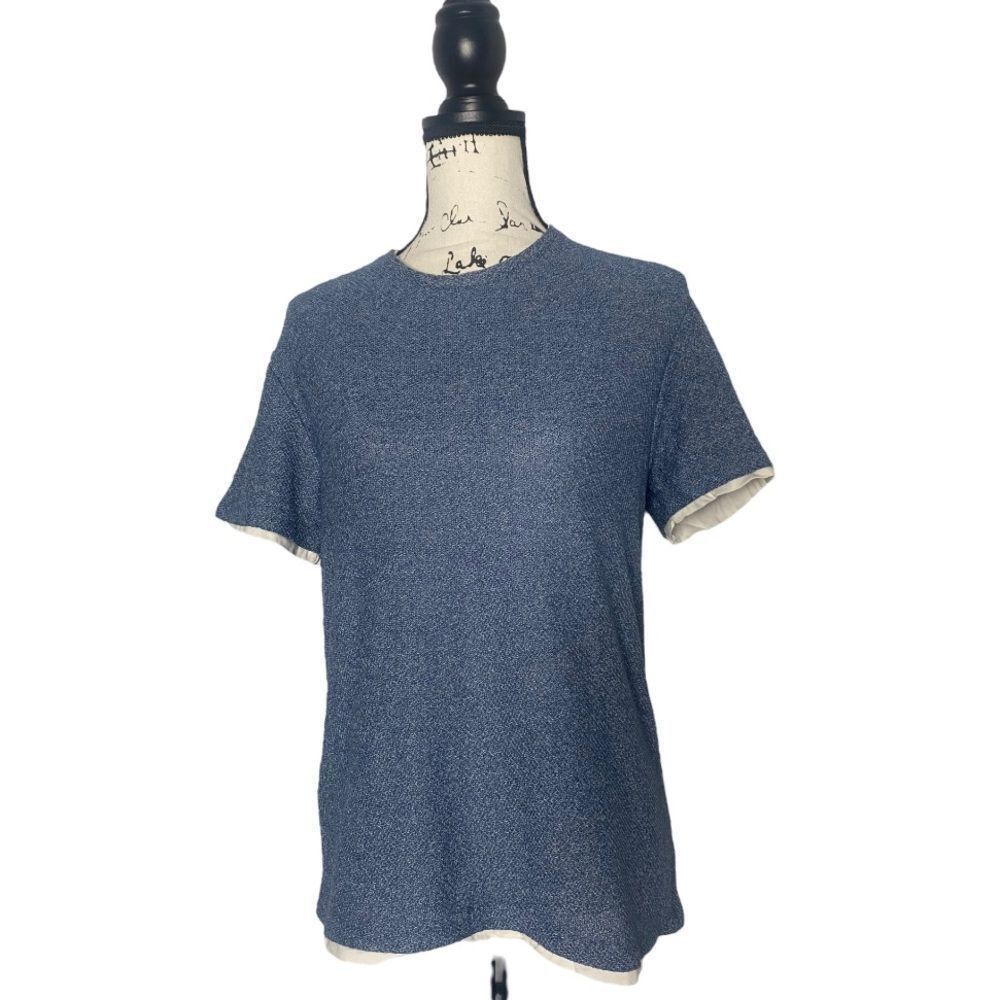 Zara Zara Women’s Blue Heather Short Sleeve Layered T-Shirt Size Size S / US 4 / IT 40 - 2 Thumbnail