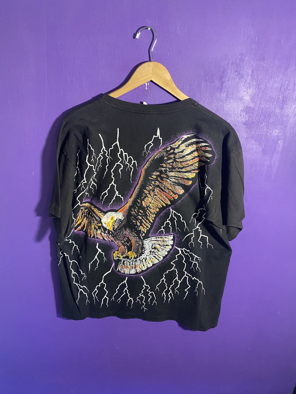Vintage Vintage 90s Eagle lightning AOP nature tee Size US XL / EU 56 / 4 - 2 Thumbnail