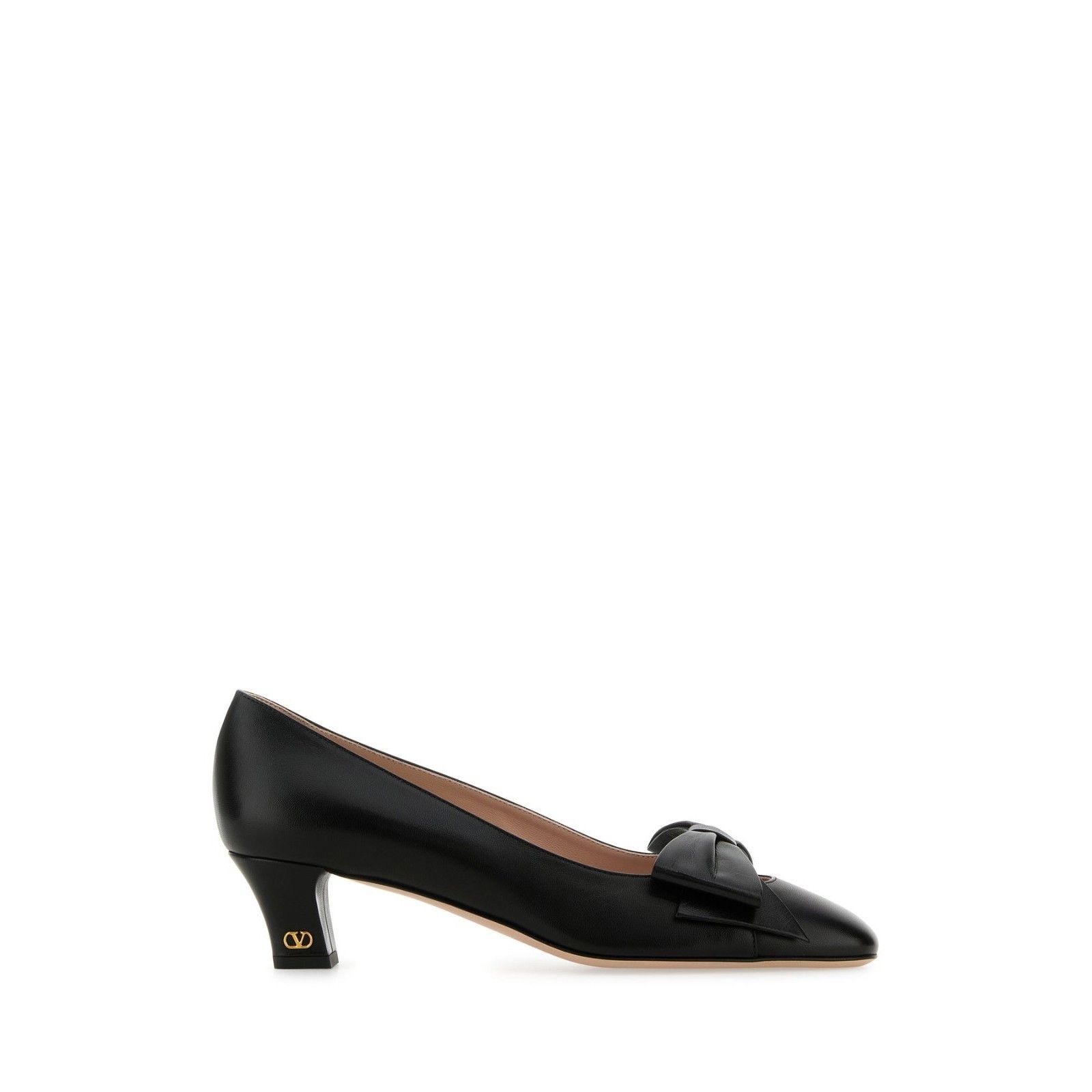VALENTINO GARAVANI Bowow Bow Black Leather 45mm Heel Pumps N