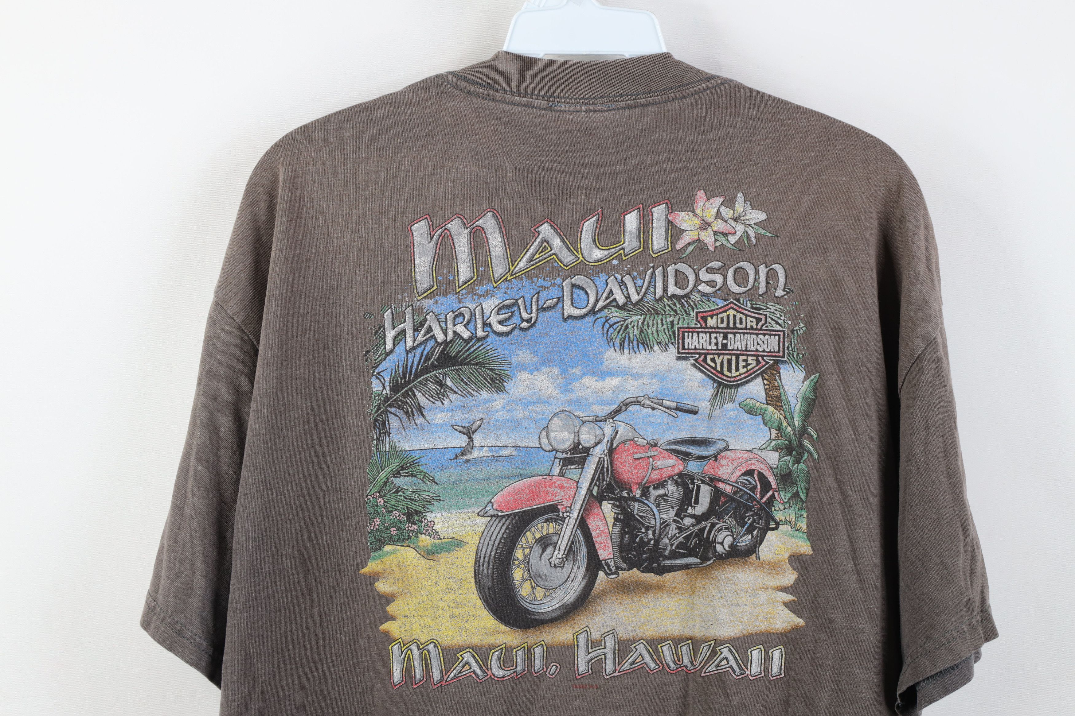 Harley Davidson Vintage Y2K 2001 Harley Davidson Maui Hawaii T-Shirt Gray Size US L / EU 52-54 / 3 - 12 Thumbnail