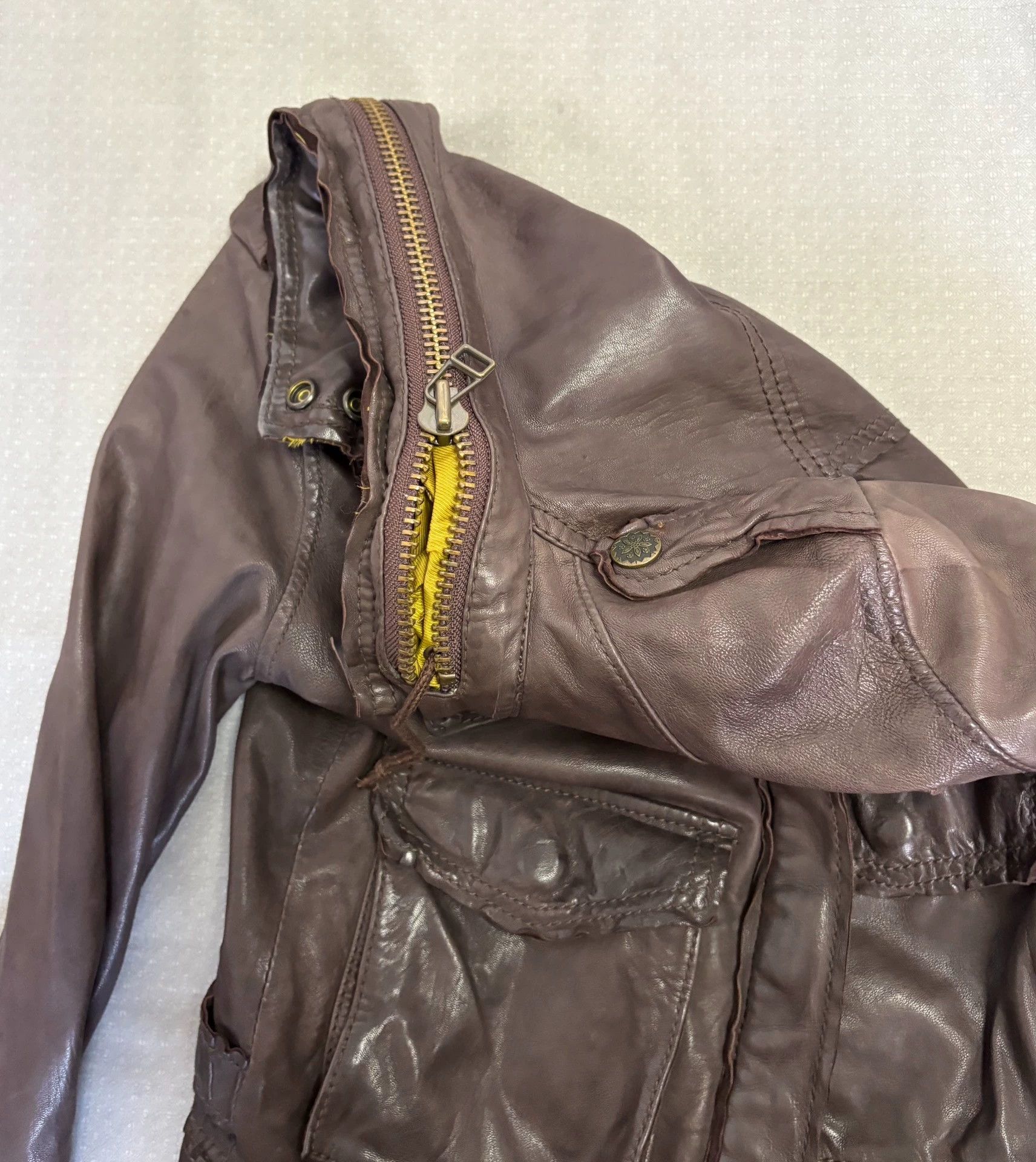 Other Luva+Tram Vintage Leather Jacket Workwear Pockets Slim Short Size US M / EU 48-50 / 2 - 5 Thumbnail