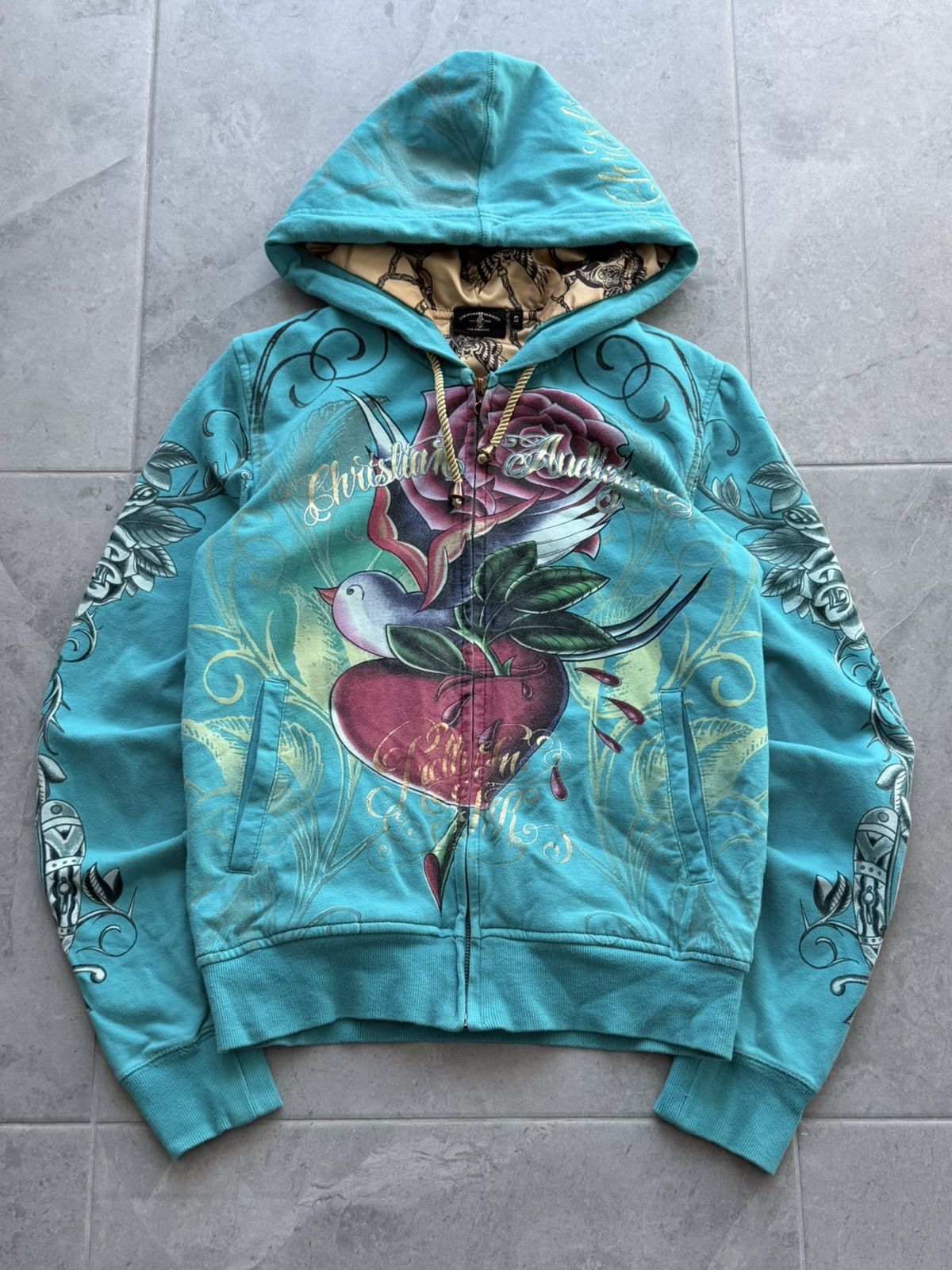 Vintage Y2K Christian Audigier Zip Hoodie