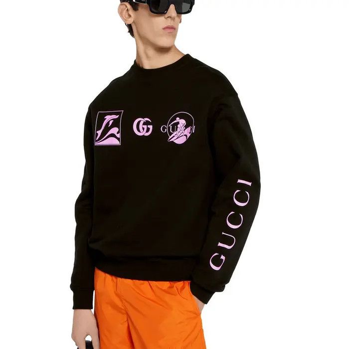 Gucci oc11z0226 Printed Cotton Sweatshirt in Black Size US XXL / EU 58 / 5 - 6 Thumbnail