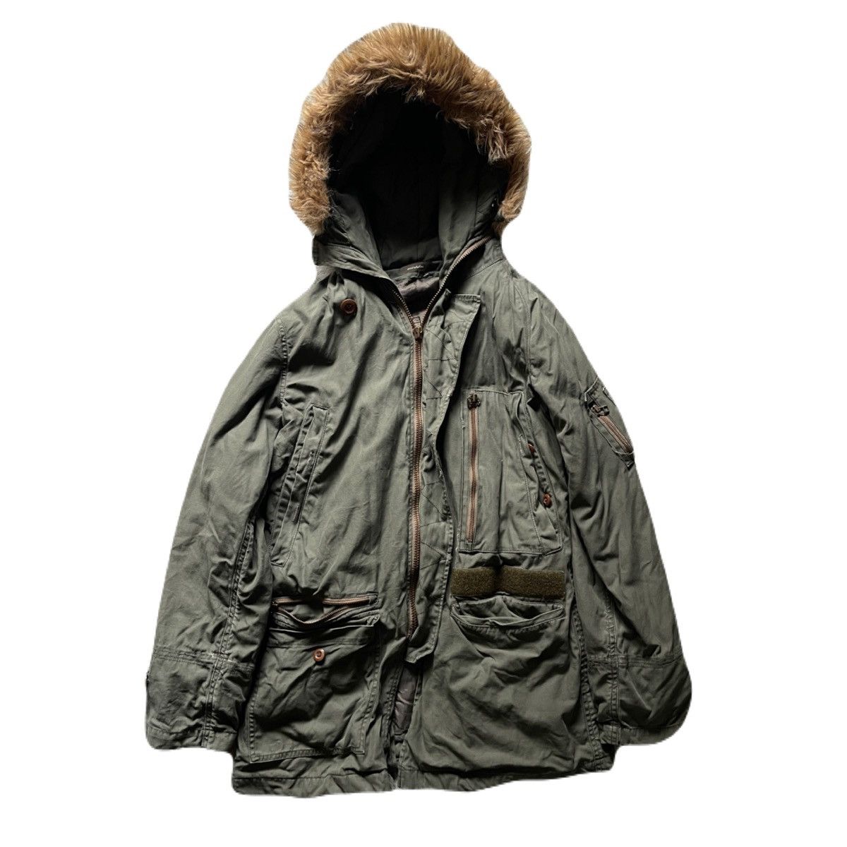 If Six Was Nine 2000s Japanese archive Vkei Fur Gimmic Military Parka Jacket Size US M / EU 48-50 / 2 - 2 Thumbnail