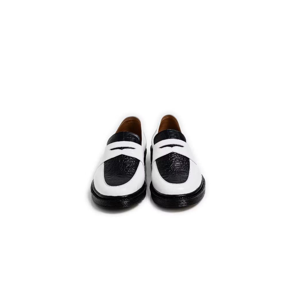 Leather Cano white Black Leather Loafer Shoe Size US 10 / EU 43 - 4 Thumbnail