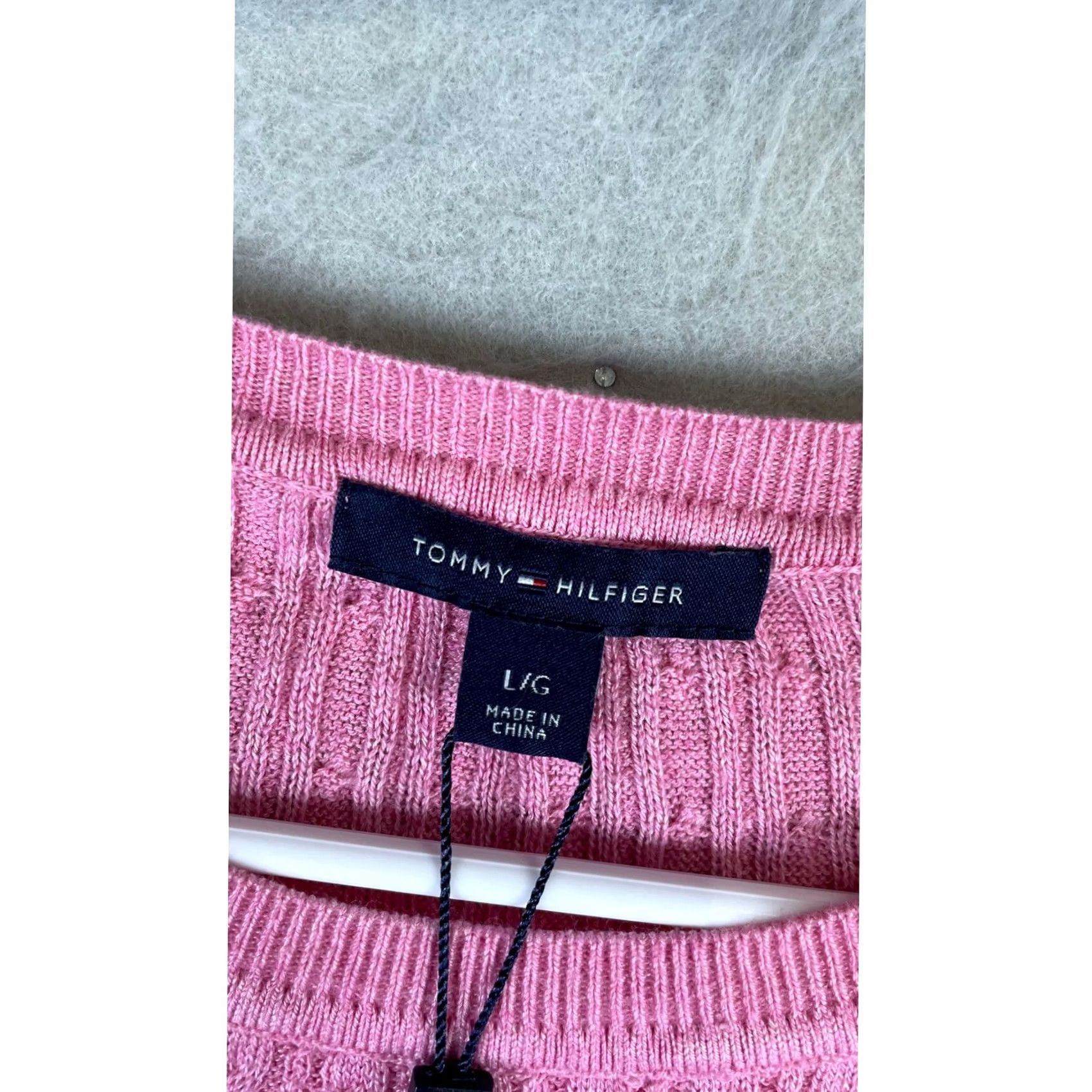 Tommy Hilfiger Tommy Hilfiger Sweater Womens Large Pink Button Cable Knit Casual T7BS0153 Size L / US 10 / IT 46 - 6 Thumbnail