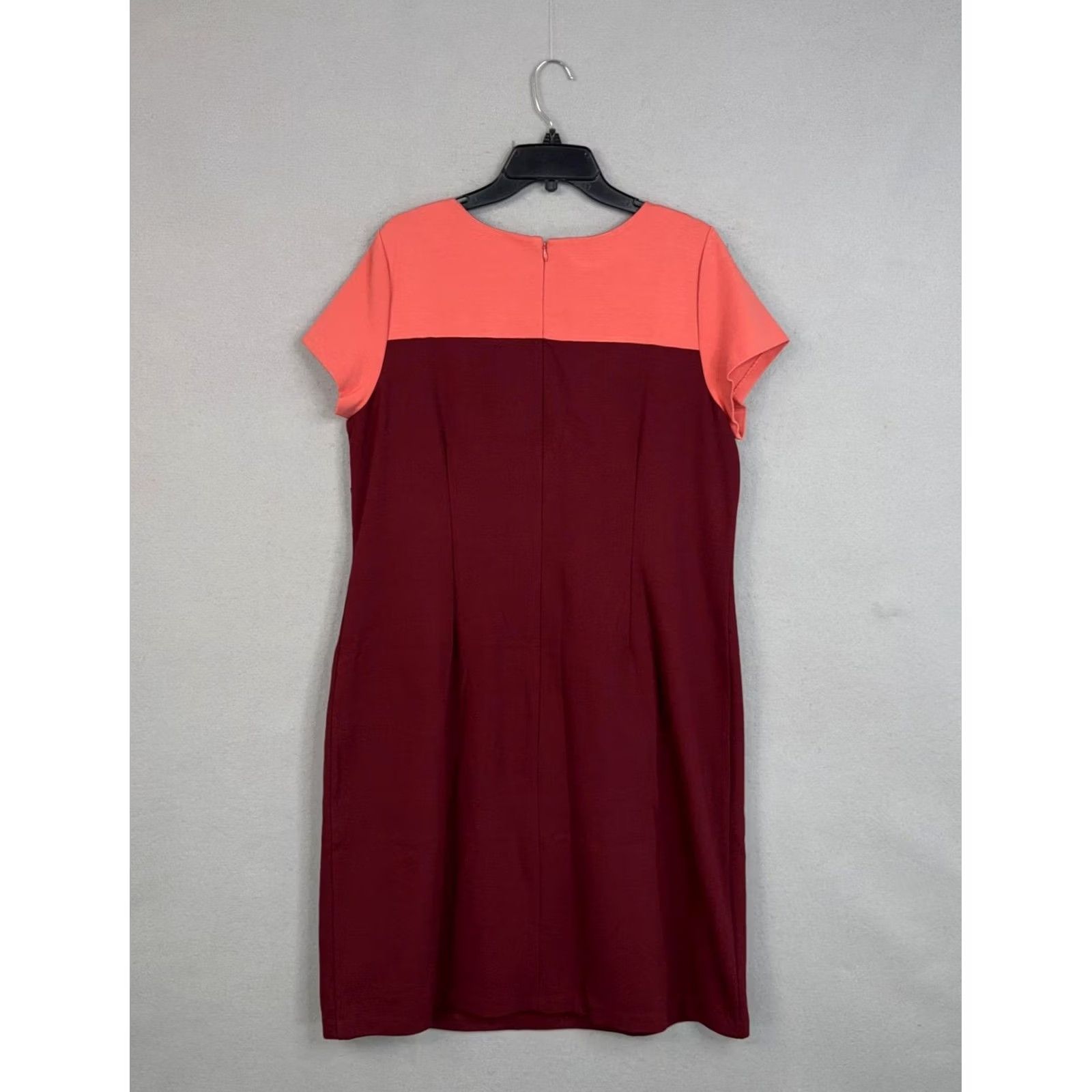 Talbots Talbots Dress Womens 16W Plus Red Colorblock Short Sleeve Sheath Workwear Office Dress Size 38" / US 16 / IT 52 - 6 Thumbnail