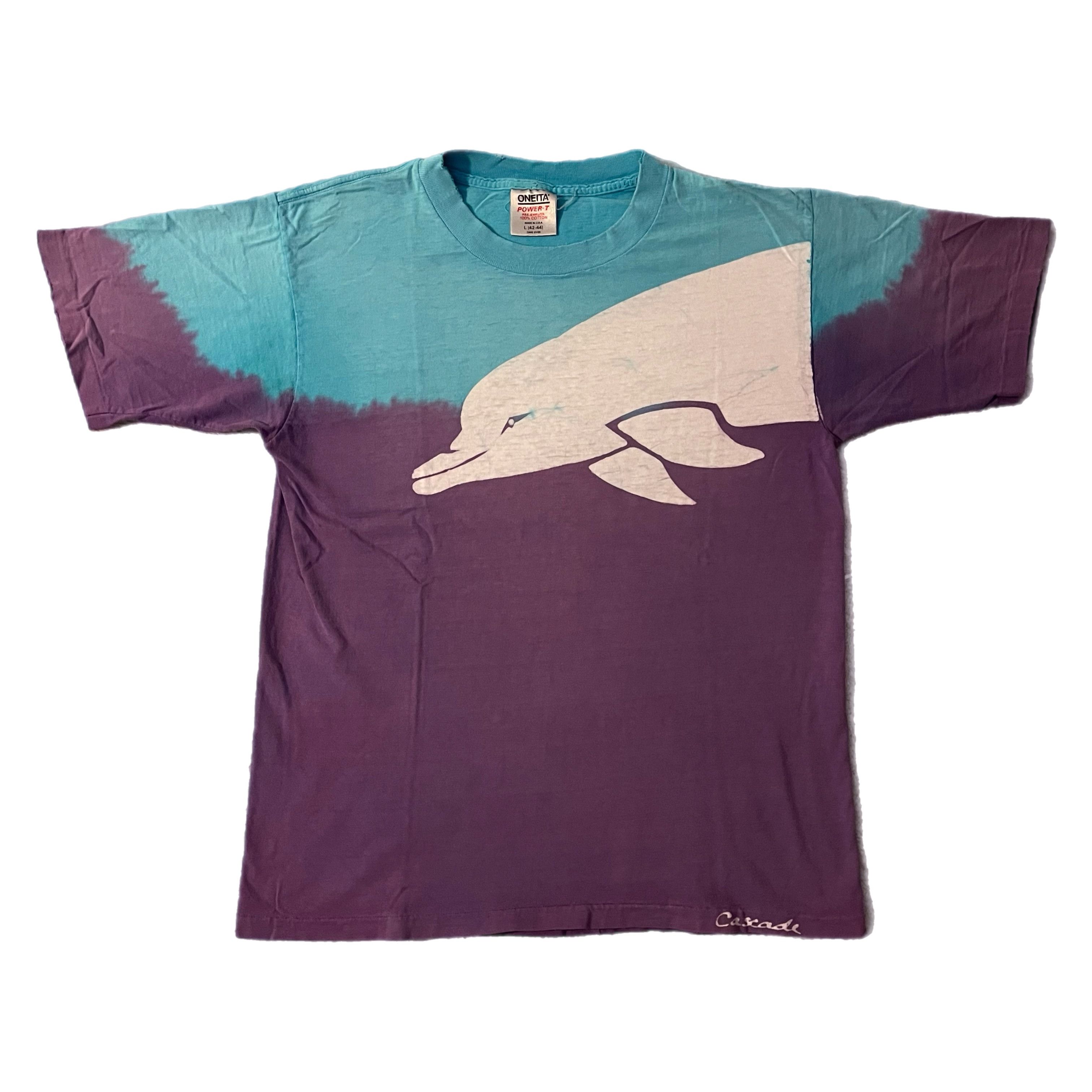 Vintage VTG 90s Cascade Whale Single Stitched Tie Dye Distressed Tee Size US L / EU 52-54 / 3 - 1 Thumbnail