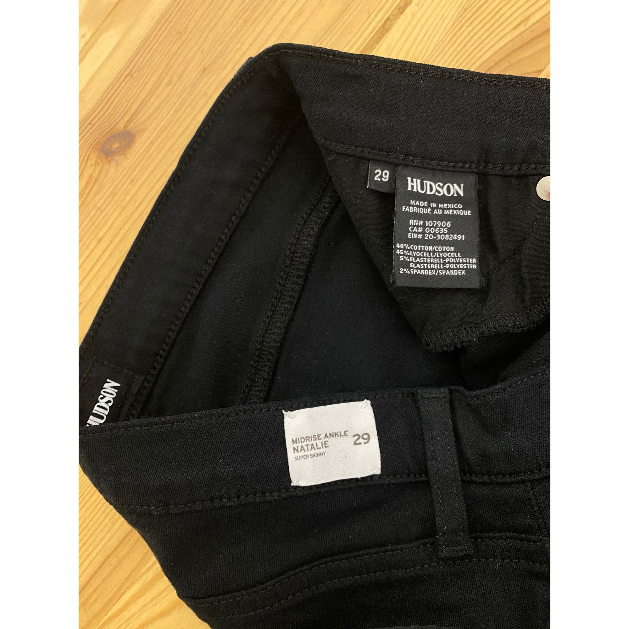 Hudson Hudson Natalie Super Skinny Mid Rise Raw Hem Jeans Black Str Size 29" - 8 Thumbnail