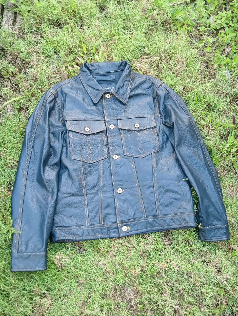 Japanese Brand CURPHEY UNION MADE LEATHER JACKET Size US XXL / EU 58 / 5 - 3 Thumbnail