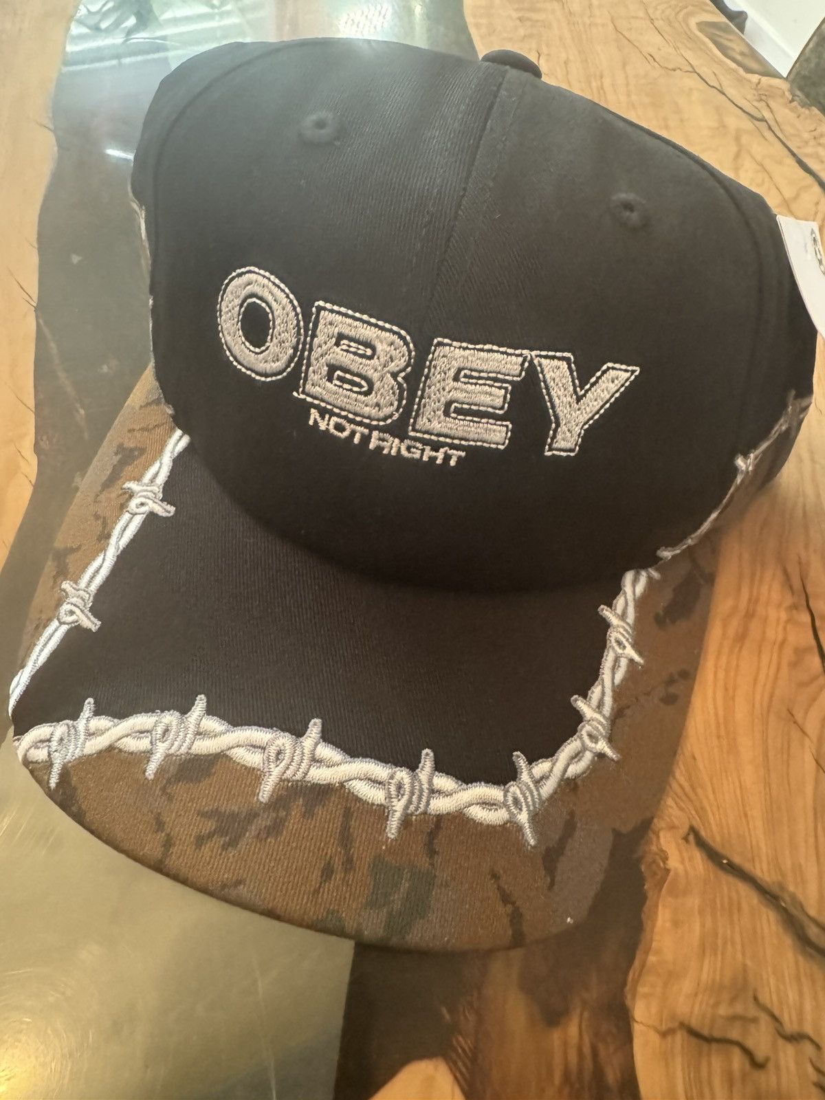 Obey × Shepard Fairey OBEY POSSE ‘Not Right’ Barbed Wire 2-Tone Dad Hat NEW Size ONE SIZE - 2 Thumbnail