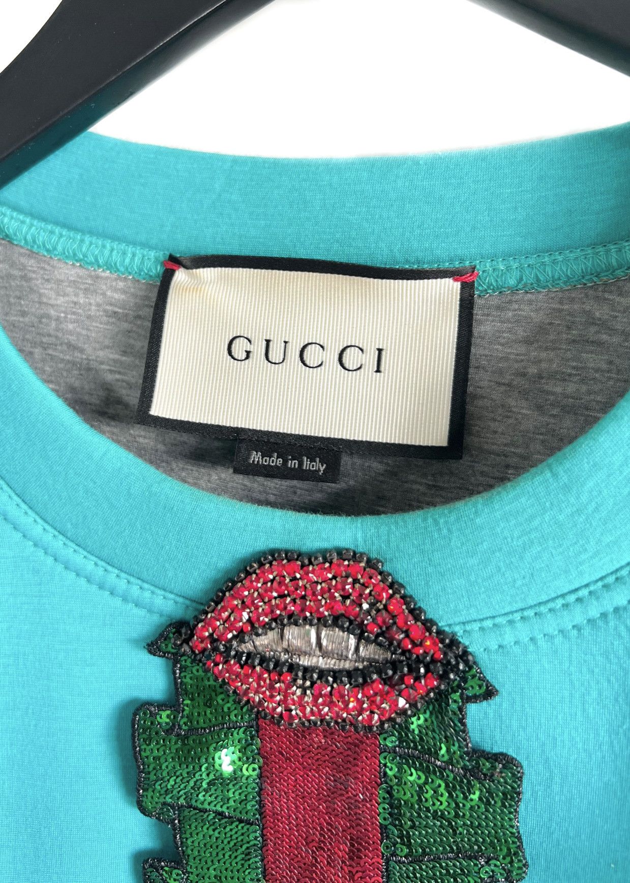 Gucci Gucci Teal Neoprene Embellished Lighting Bolt Web Sweatshirt Size XS / US 0-2 / IT 36-38 - 5 Thumbnail