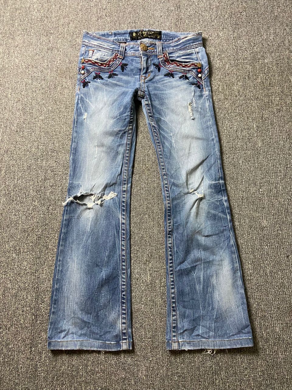 Japanese Brand Vintage Red Pepper Denim Flare Distressed Jeans (184) Size US 30 / EU 46 - 1 Thumbnail