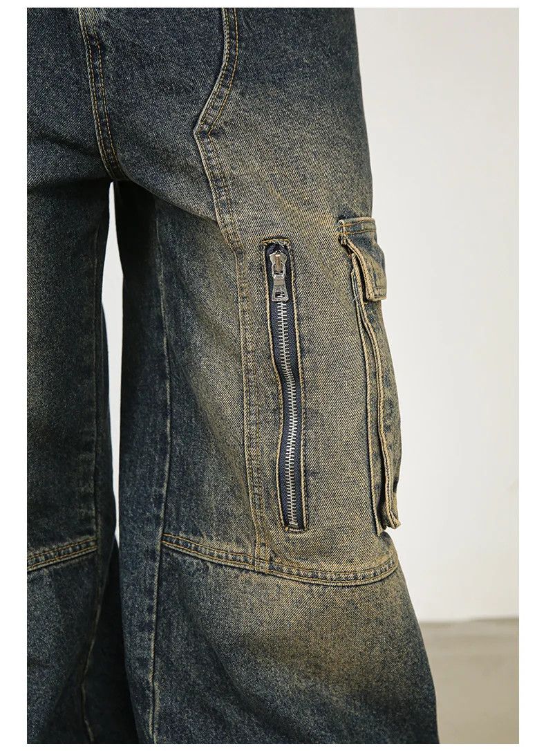 Japanese Brand × Vintage Baggy Washed Multi-Pocket Zipper Cargo Jeans Size US 30 / EU 46 - 9 Thumbnail