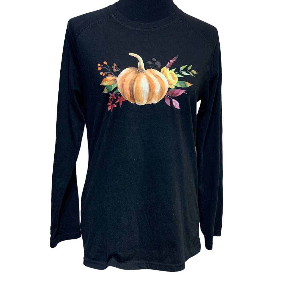 Athletic Works Hand Printed Small Upcycled Pumpkin Autumn Flower T-Shirt Size S / US 4 / IT 40 - 1 Thumbnail