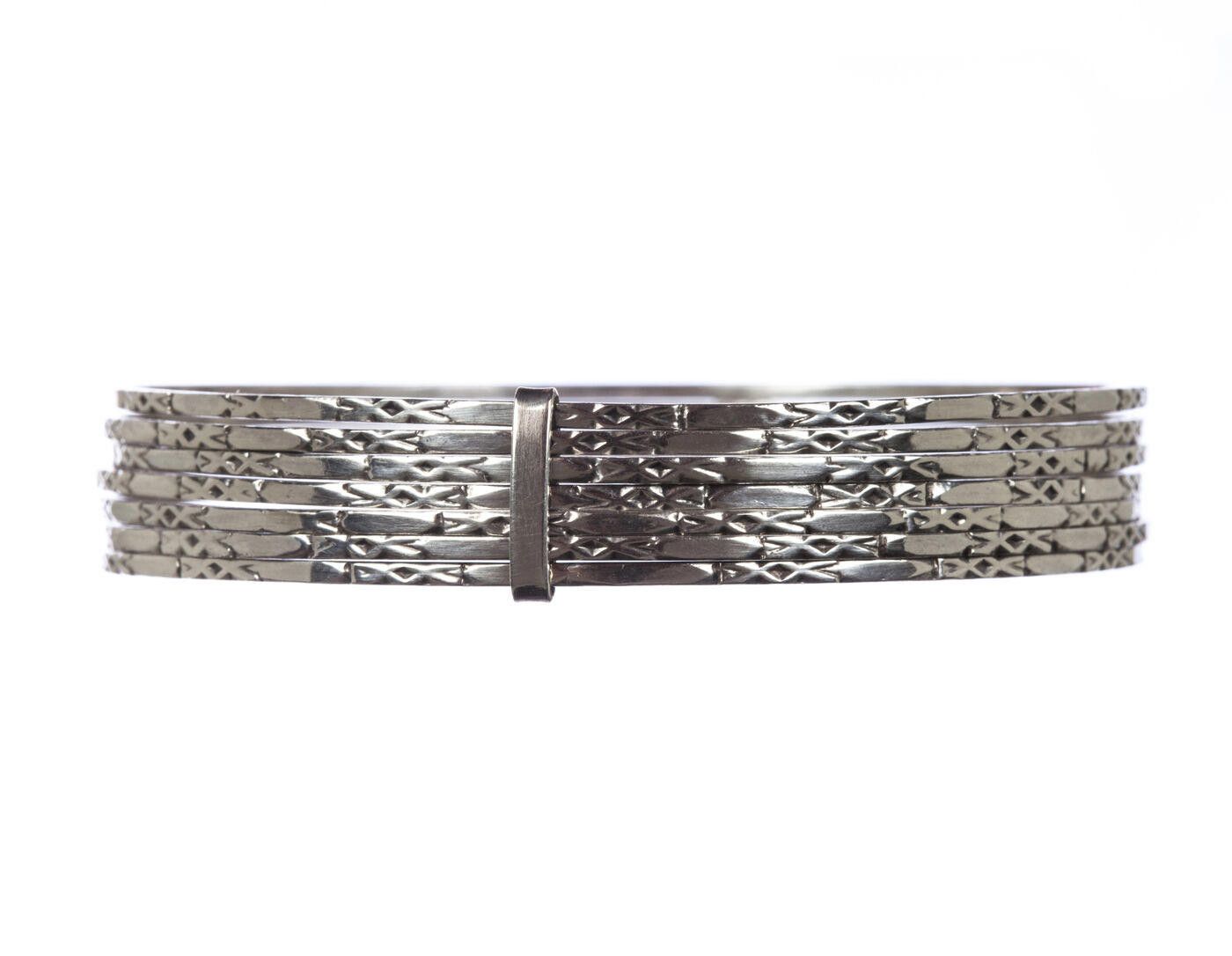 Sterling Silver Mexican Etched Sterling Silver Bangle Set Size ONE SIZE - 3 Thumbnail