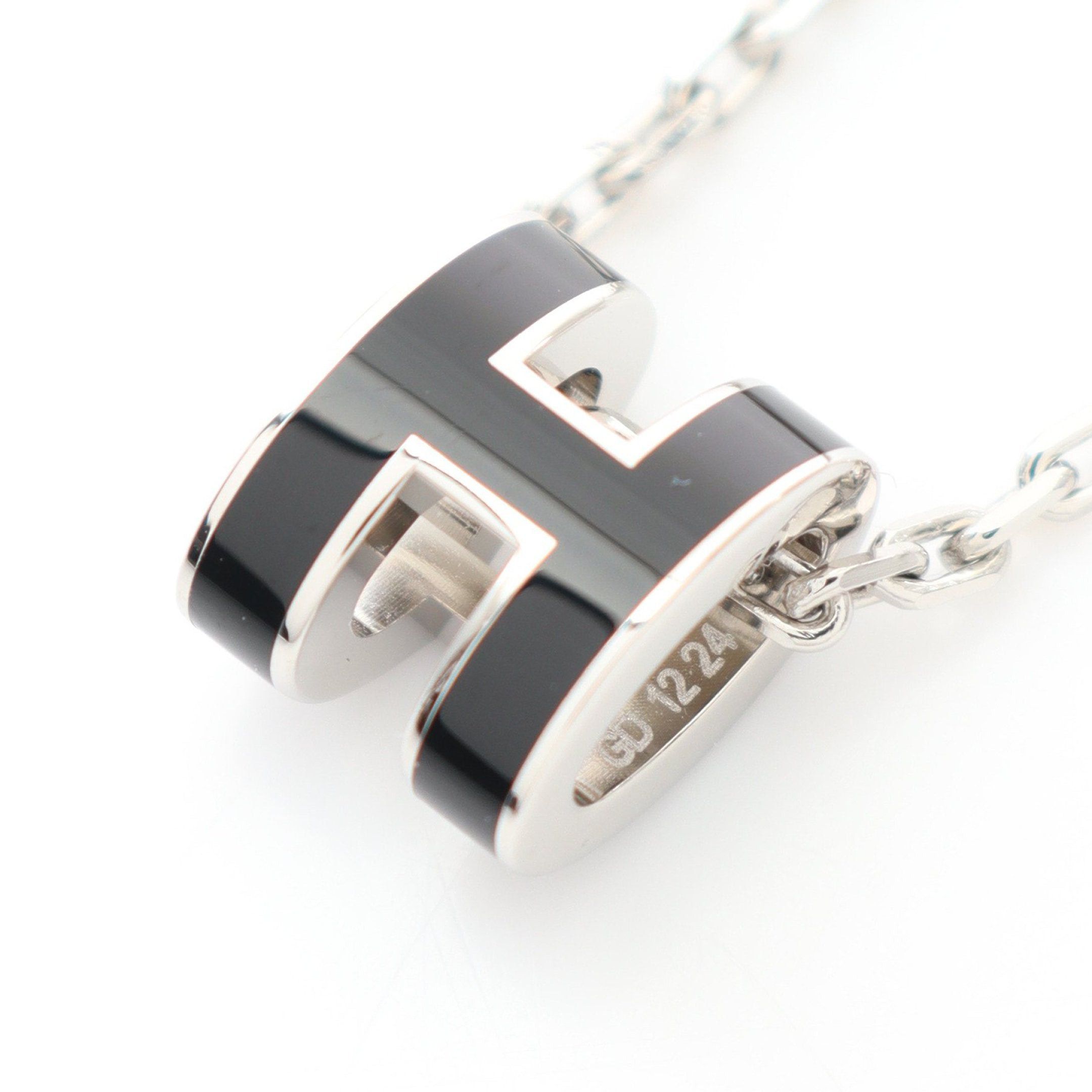 Hermes Hermes Mini Pop H Necklace Silver Black Size ONE SIZE - 1 Thumbnail