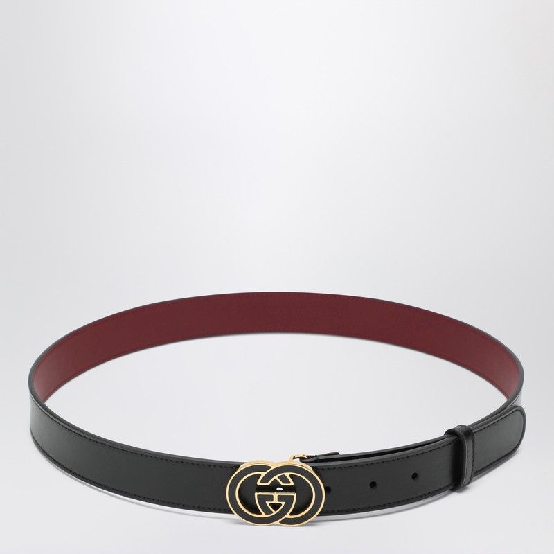 Gucci Gucci Black Gg Interlocking Buckle Belt Size ONE SIZE - 1 Thumbnail