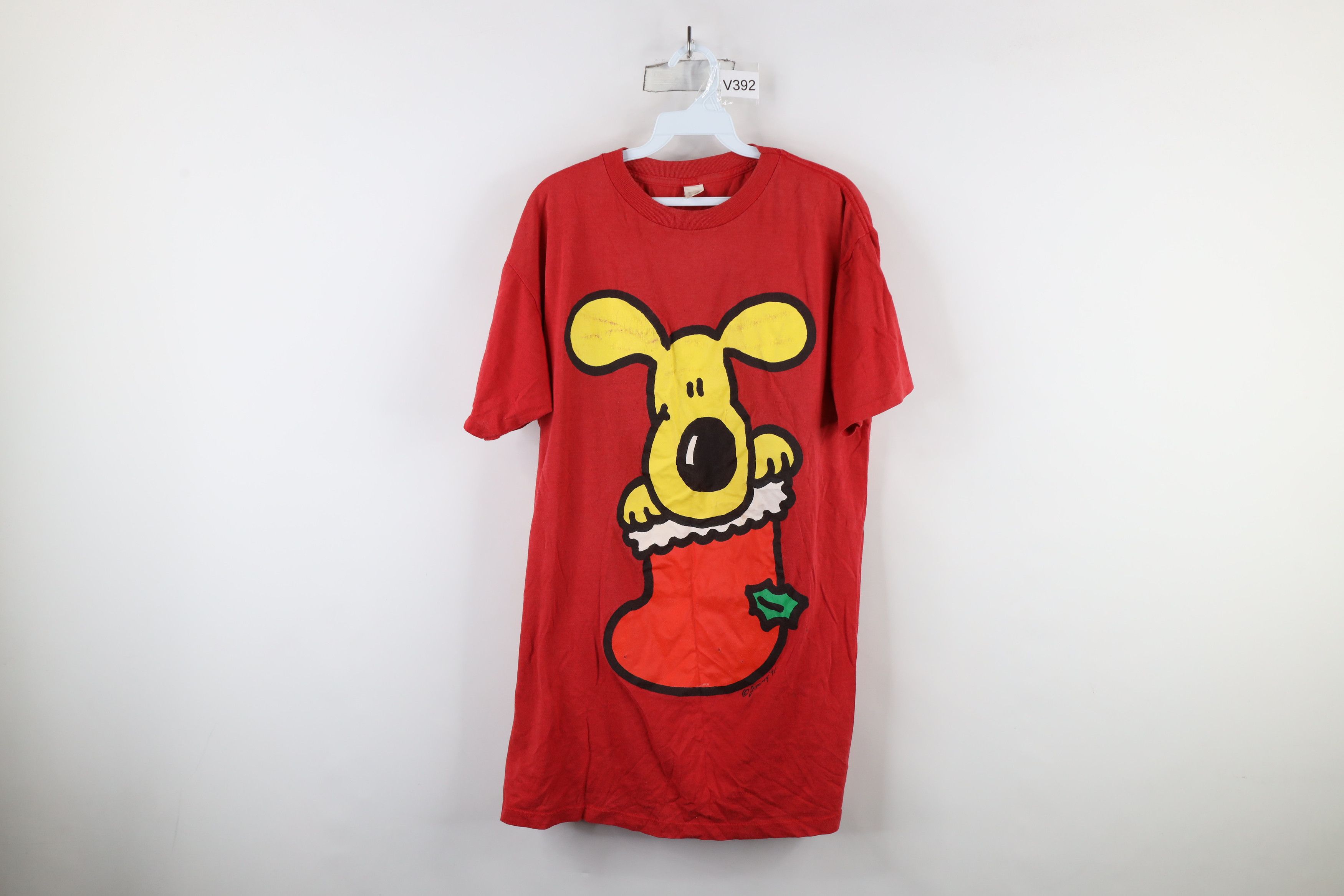 Vintage Vintage 90s Streetwear Dog Stocking Night Sleep T-Shirt USA Size ONE SIZE - 1 Thumbnail