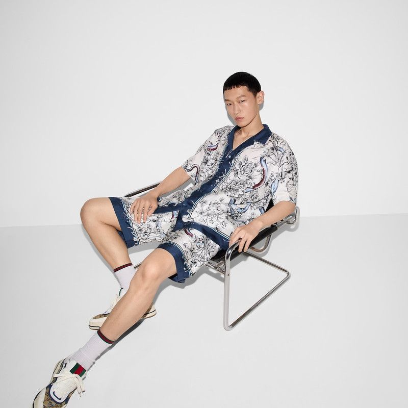 Gucci o1loc1c0226 794907 Printed Silk Shirt in Multicolor Size US M / EU 48-50 / 2 - 4 Thumbnail