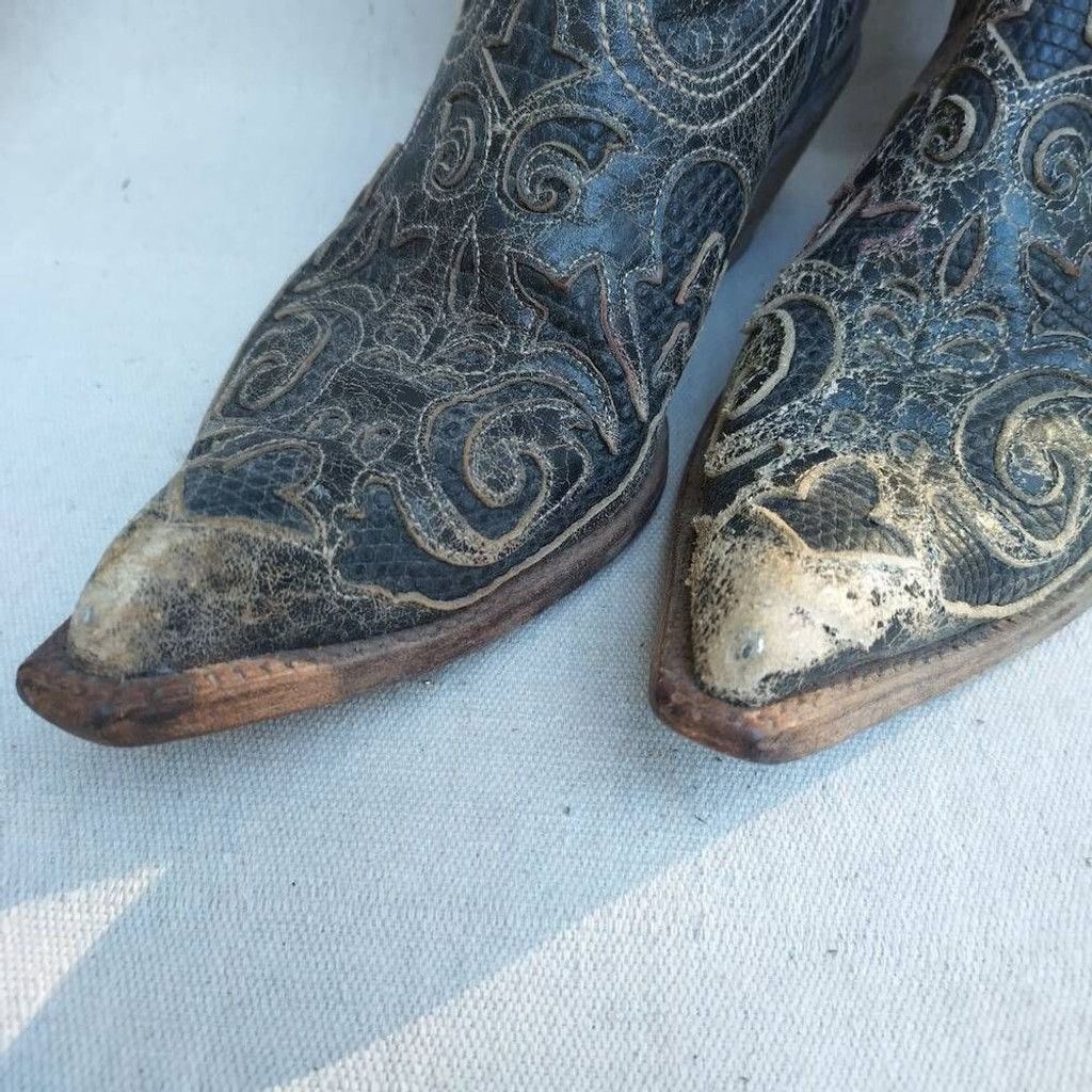 Corral Corral lizard skin black snip toe cowgirl boots sz 7.5 M Size US 7.5 / IT 37.5 - 2 Thumbnail