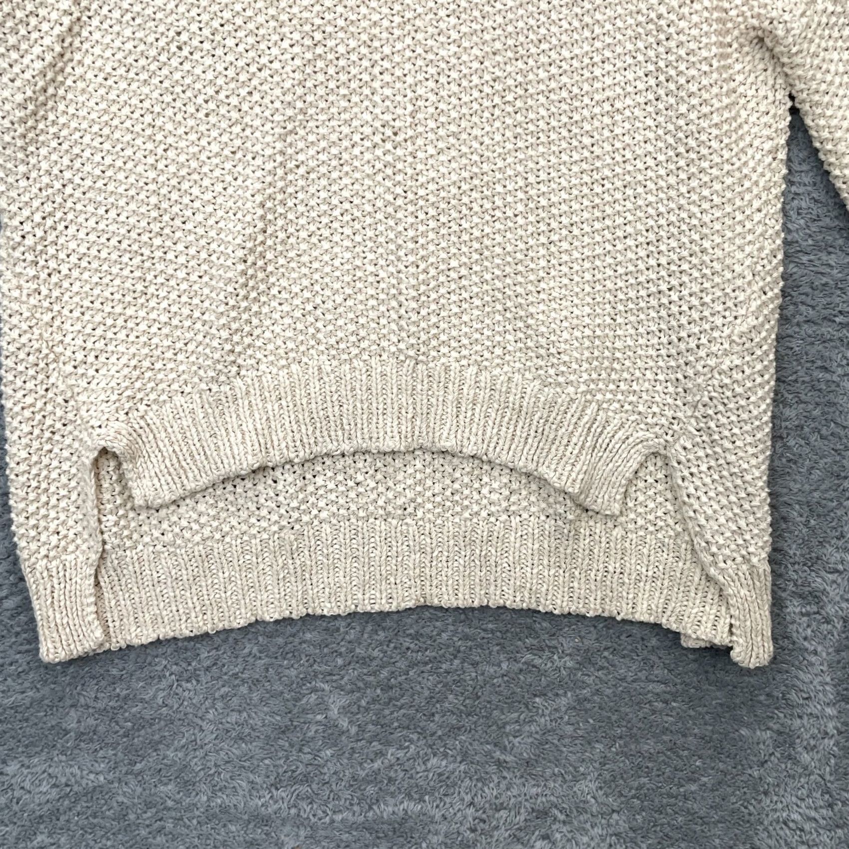 Eileen Fisher Eileen Fisher Womens XXS Beige Cotton Sweater Open Knit High Low Hem Warm Size XXS / US 00 / IT 34 - 5 Thumbnail