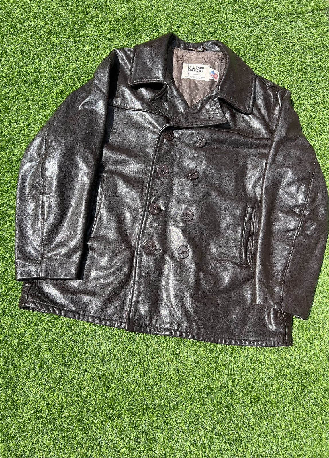 Schott Vintage Schott NYC U.S. 740N Leather Naval Pea Coat Size 48 Size US M / EU 48-50 / 2 - 5 Thumbnail